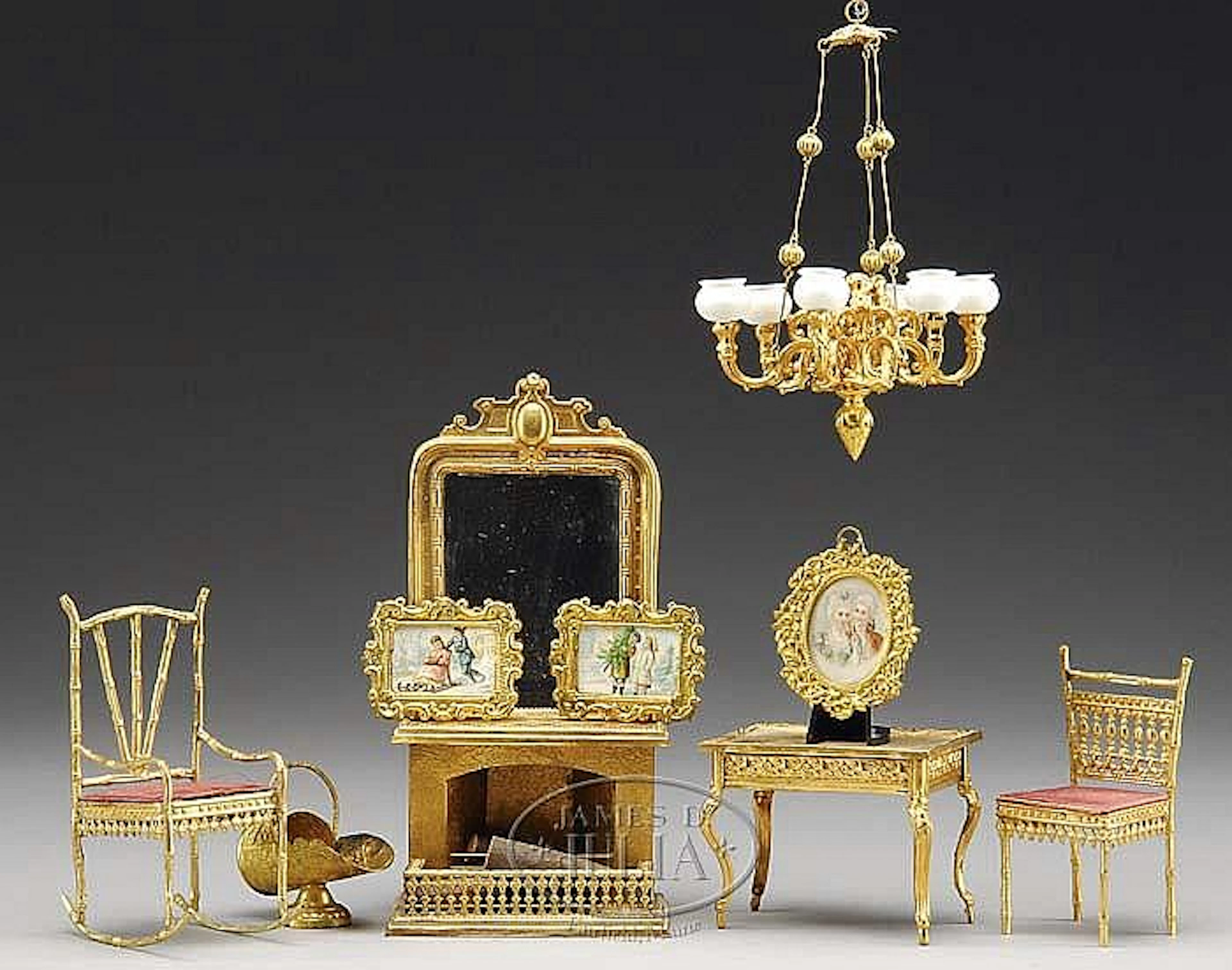 LOT OF ANTIQUE ORMOLU FURNITURE & ACCESSORIES.