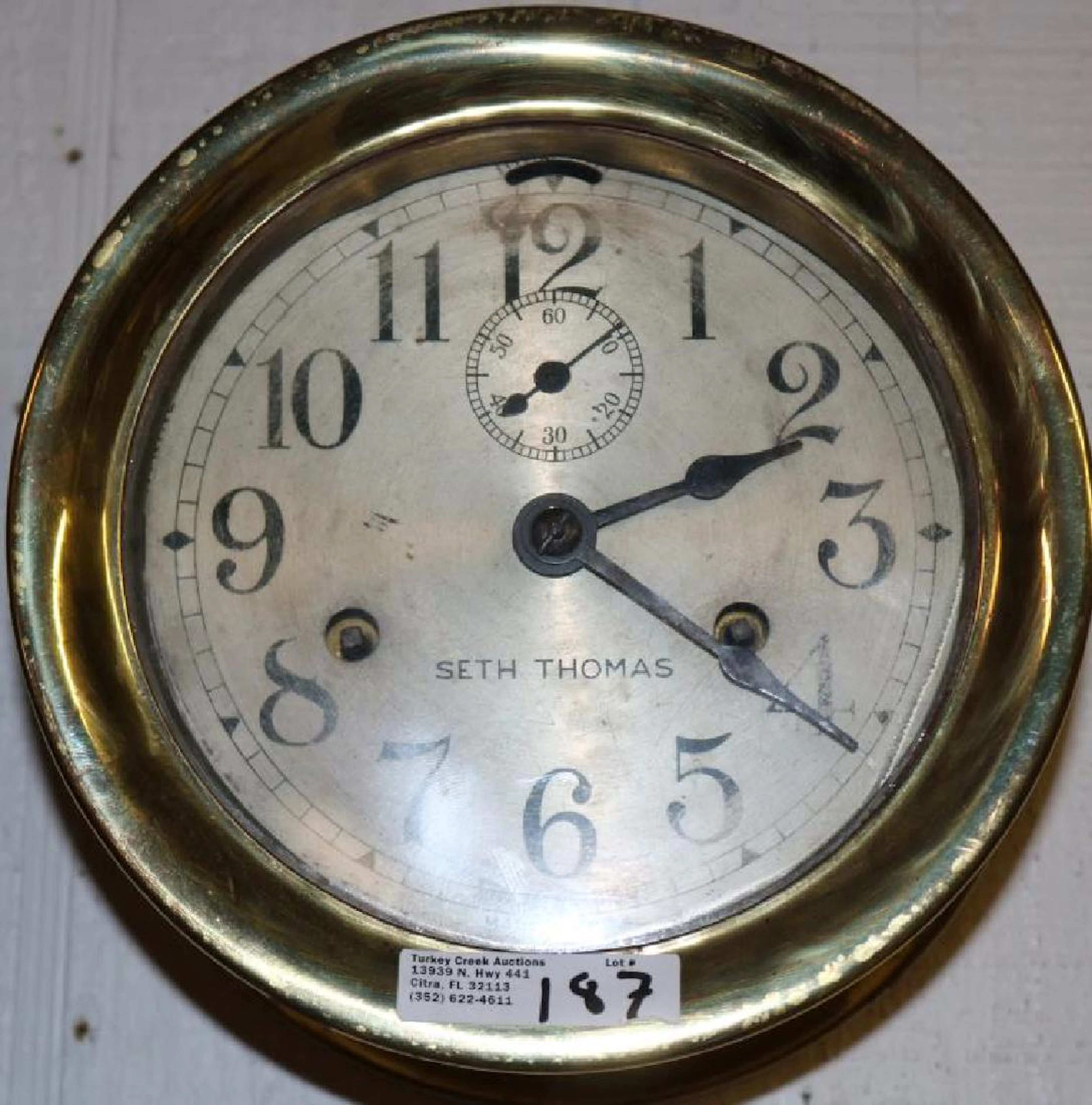 Seth thomas brass ship's clock, time and strike