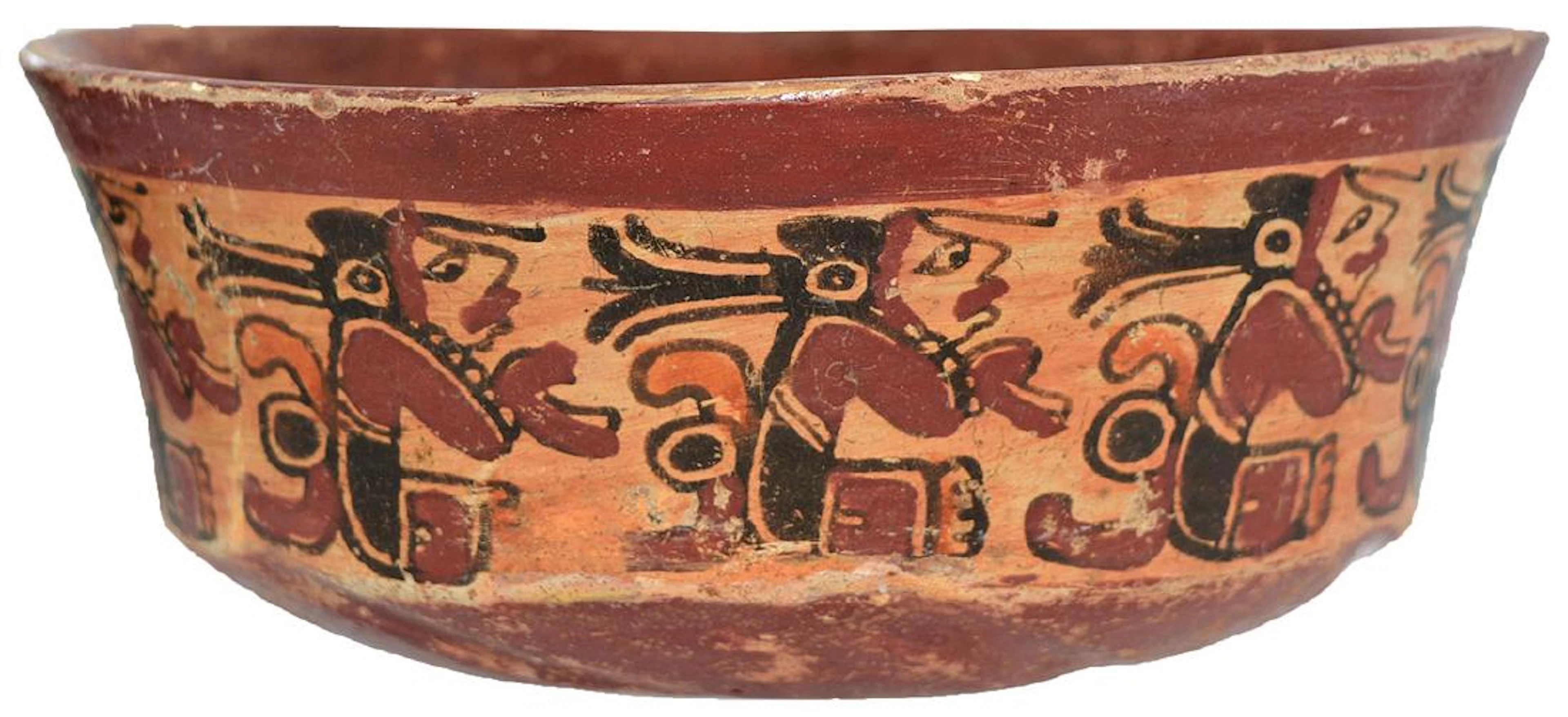 Two Flared Rim Mayan Bowls (6 7/8" & 7 5/8" D.).