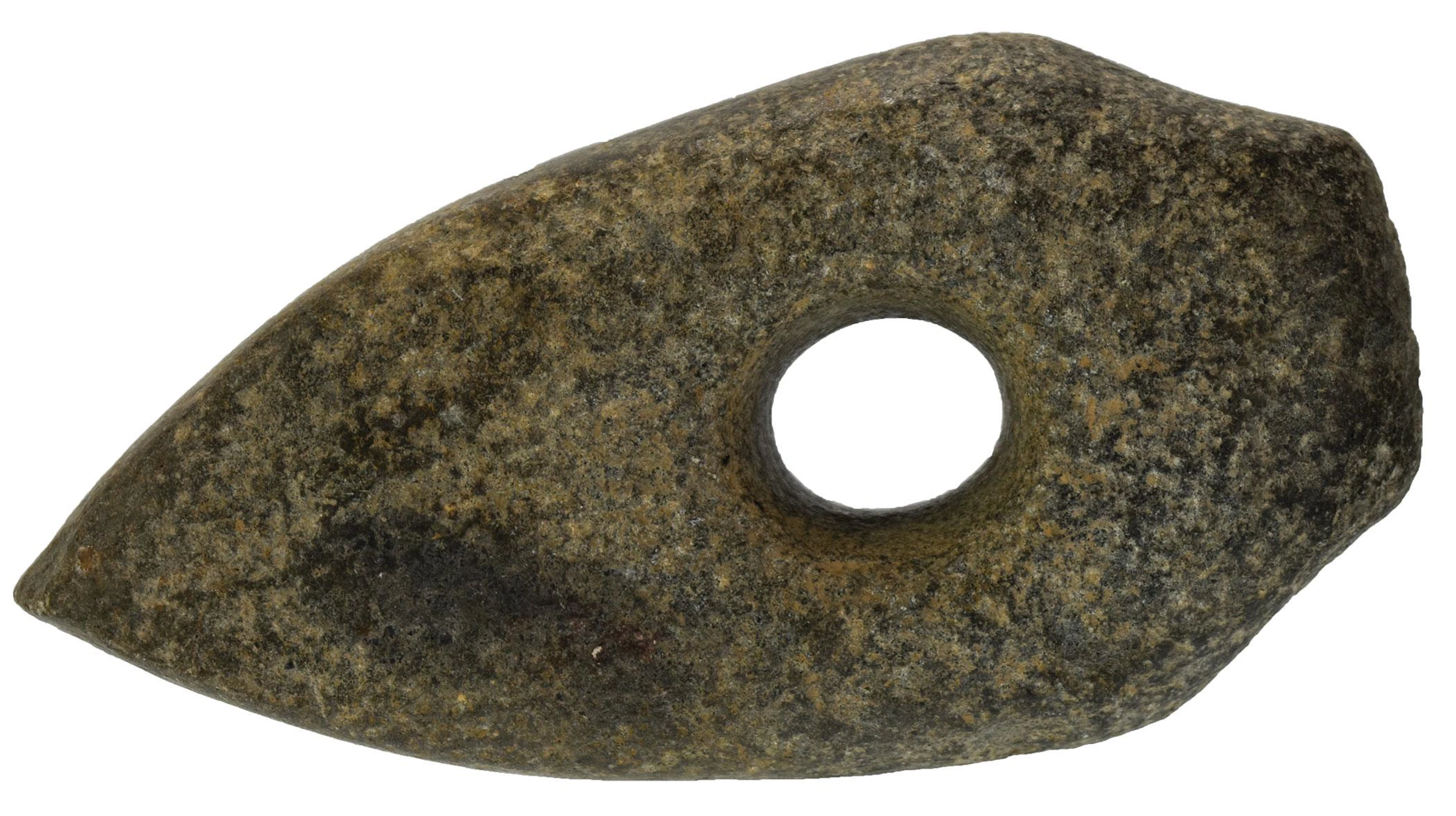 6 1/4" Stone Battle Axe. Germany. Thin profile,