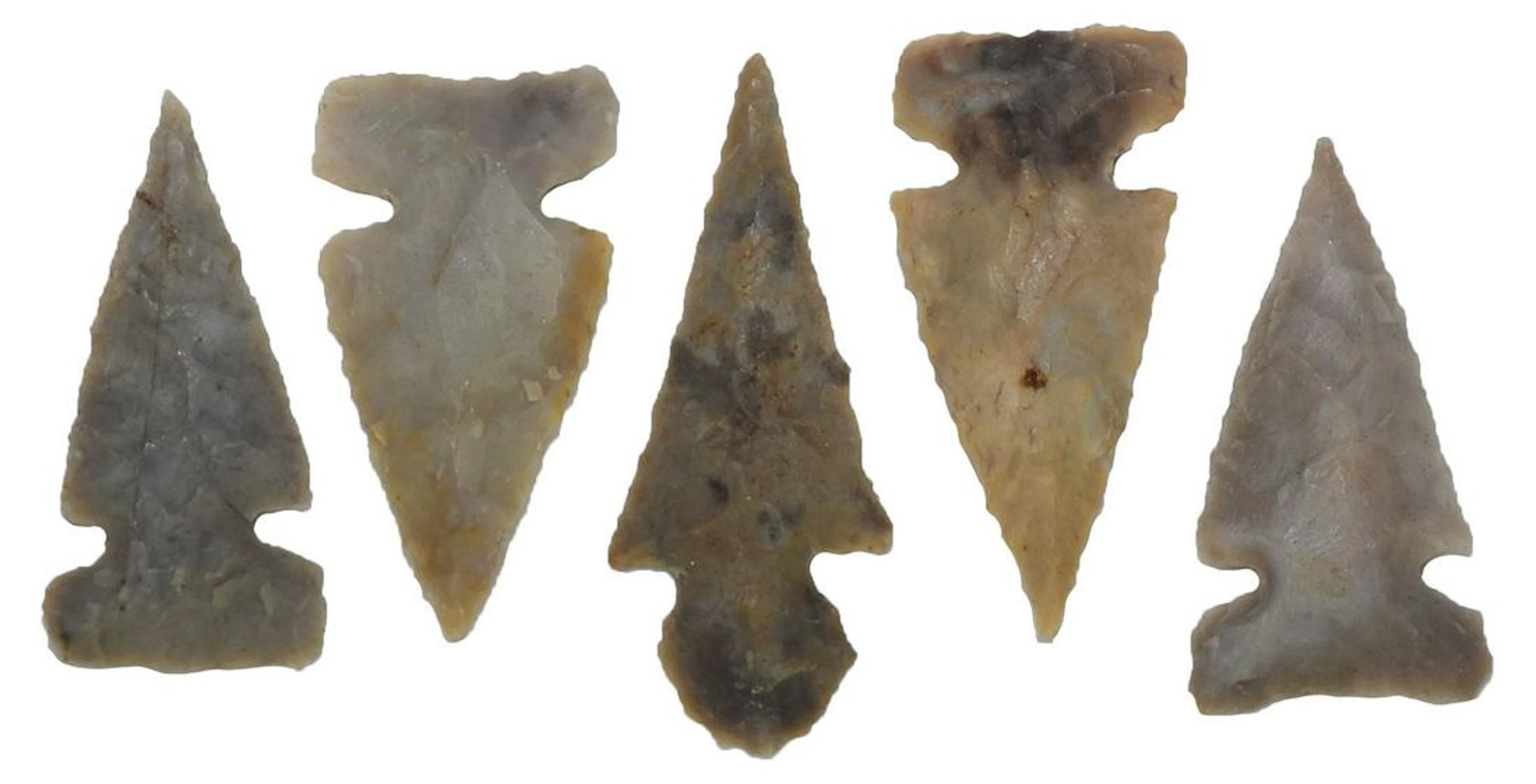 5 Spiro Mound Birdpoints. 3/4"-7/8". Ex-Cooperider
