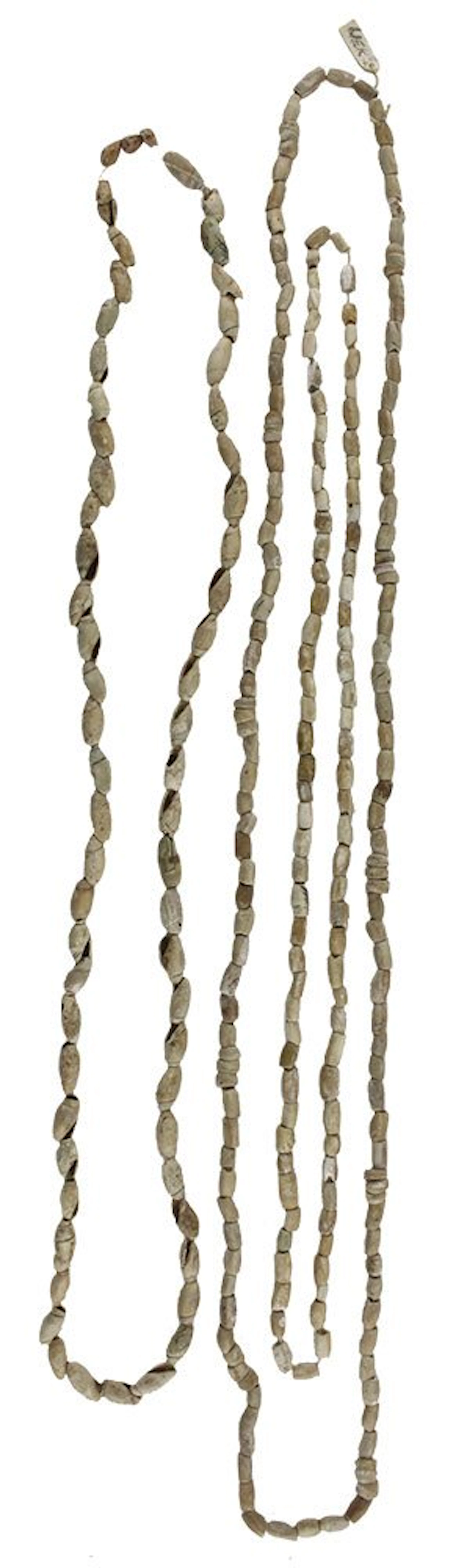 2 Shell Bead Necklaces. 28" and 37". Roy Hathcock