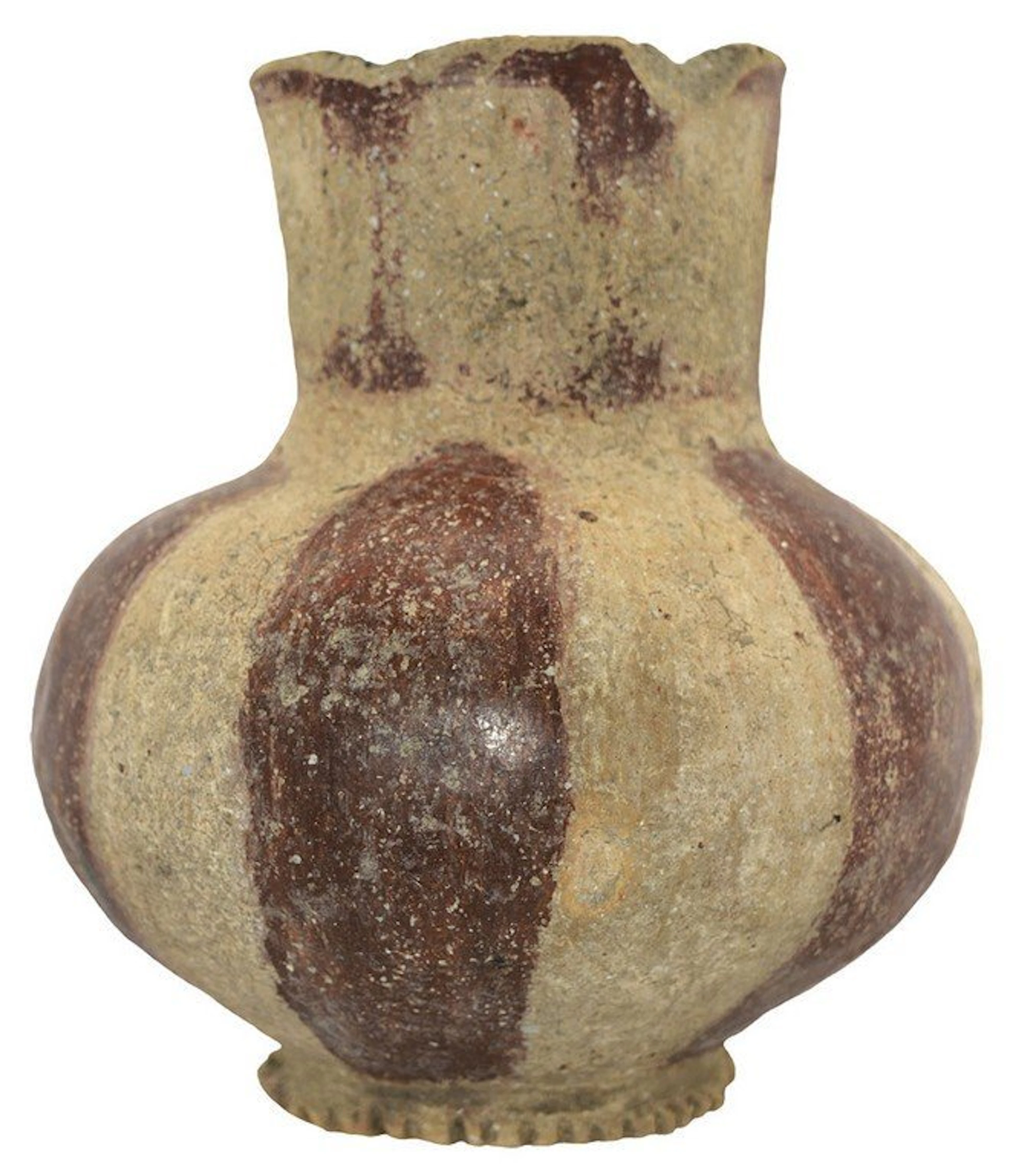 6 1/2" H. Vertical Striped Jar with base. MO.