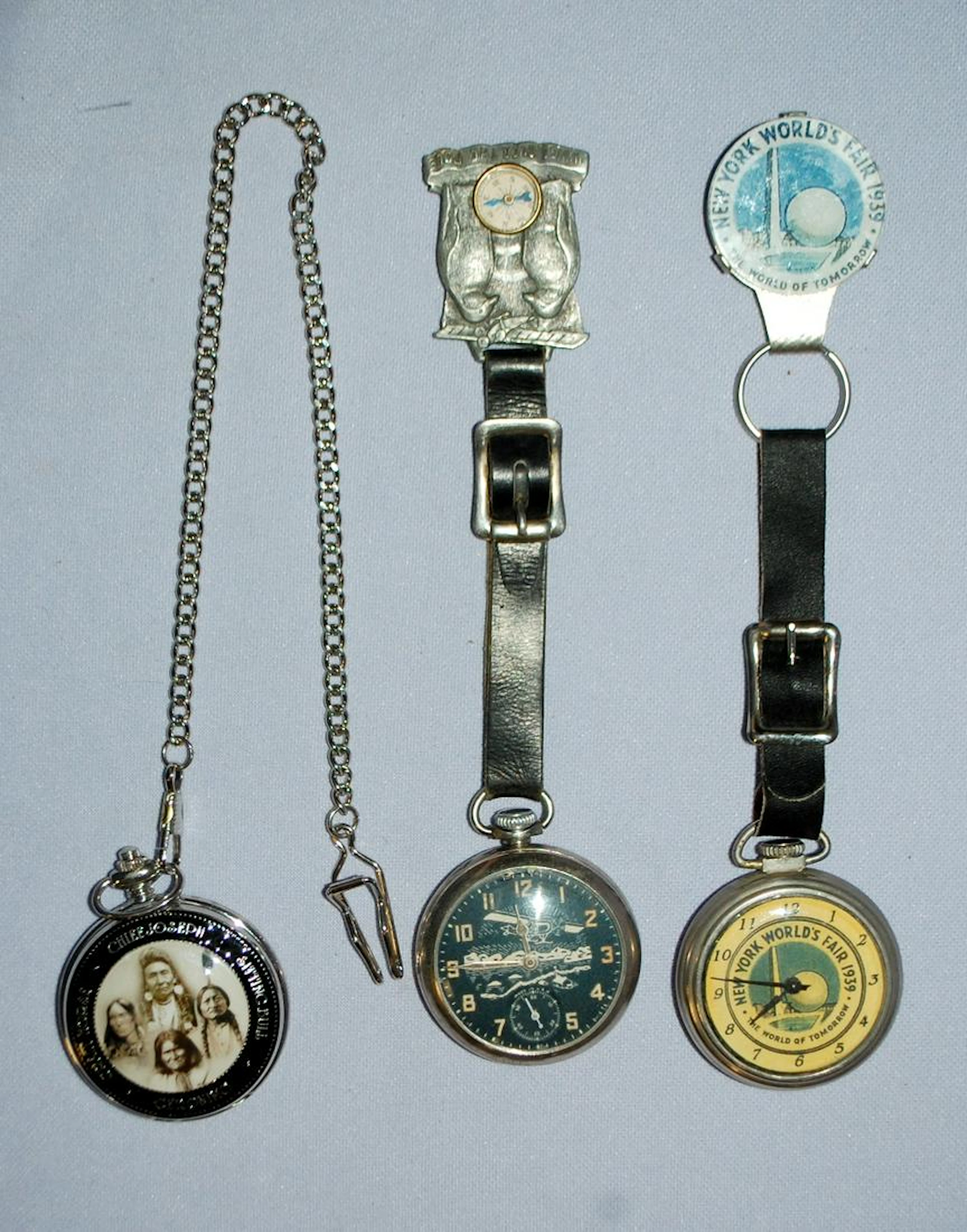 3 Commemorative Pocket Watches, 1939 World's Fair, $