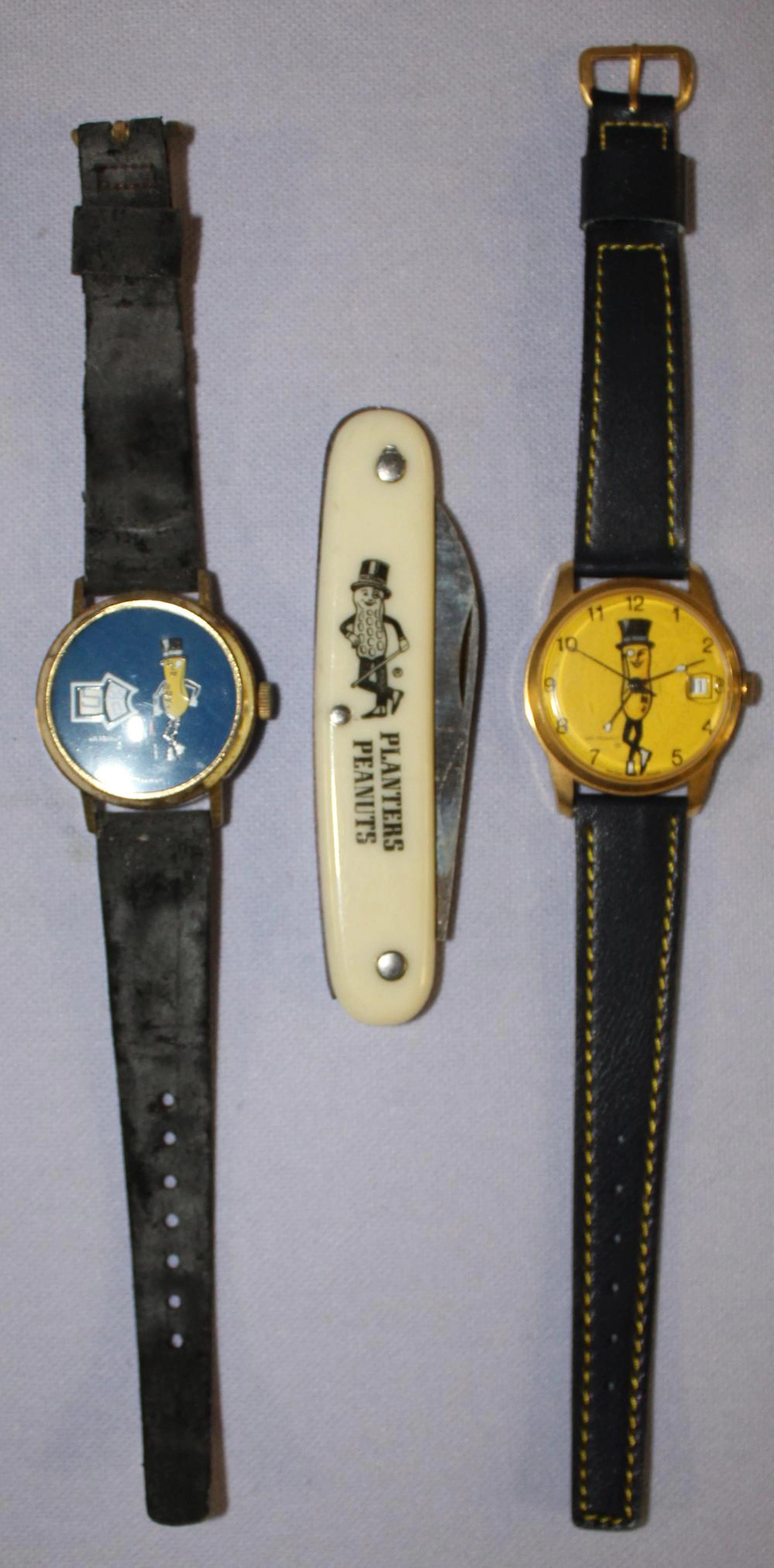 2 Planters Peanuts Wrist Watches & Knife with One