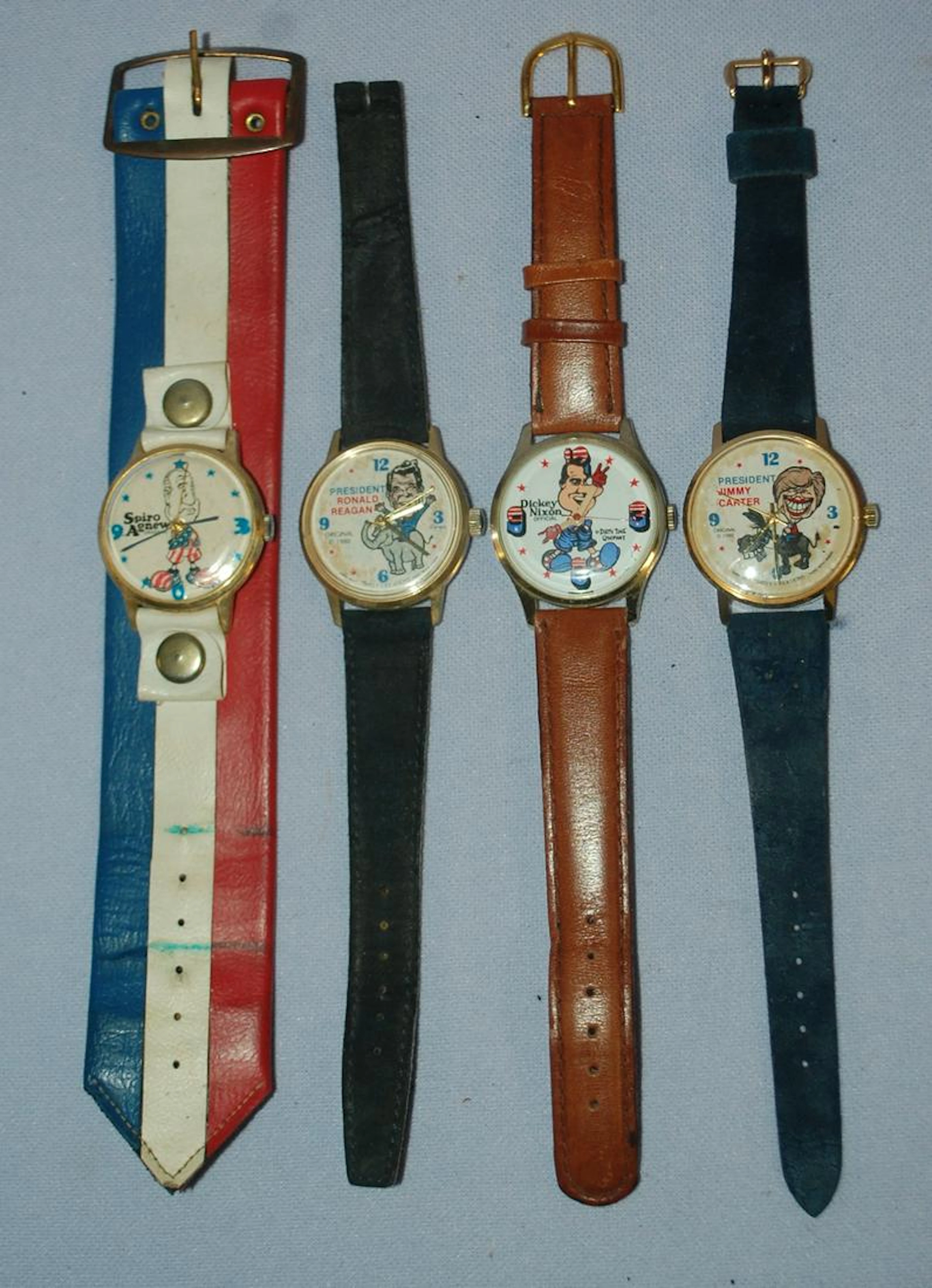 4 Novelty Wrist Watches with Cartoon like Politicians