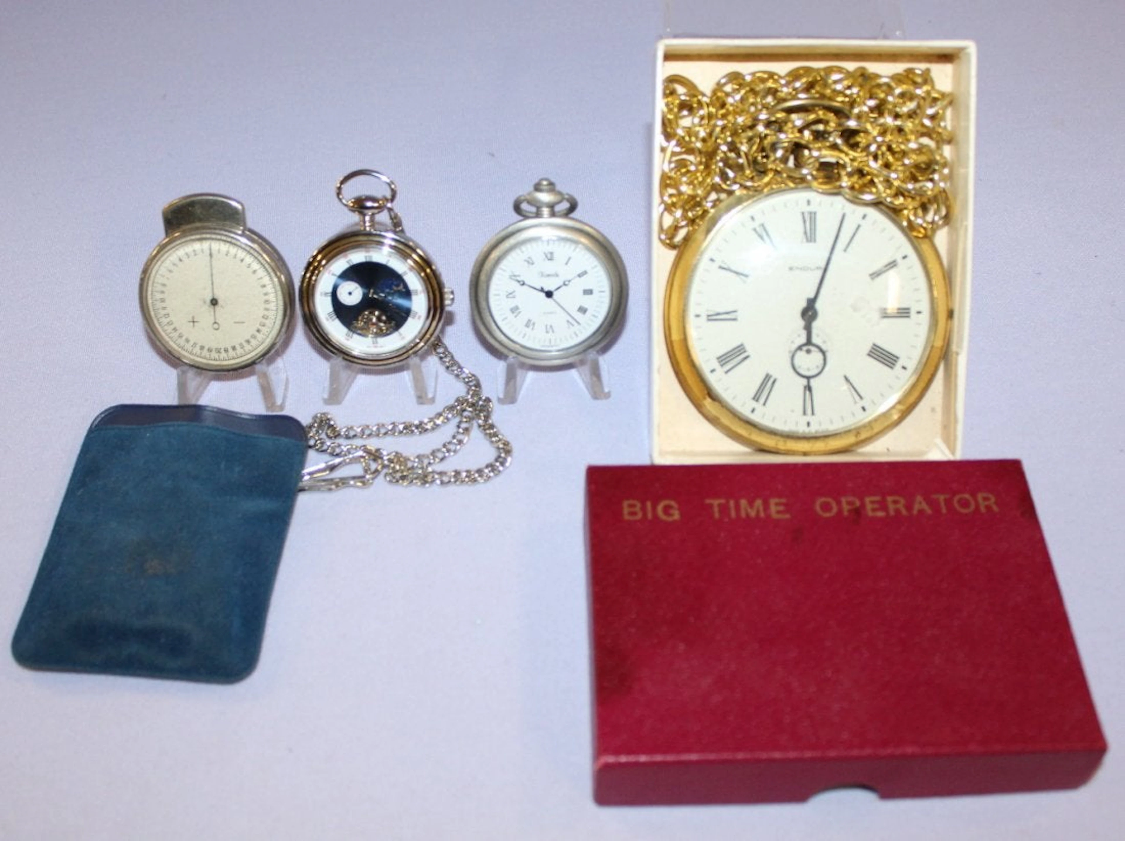 4 Various Pocket Watches & Depth Gauge