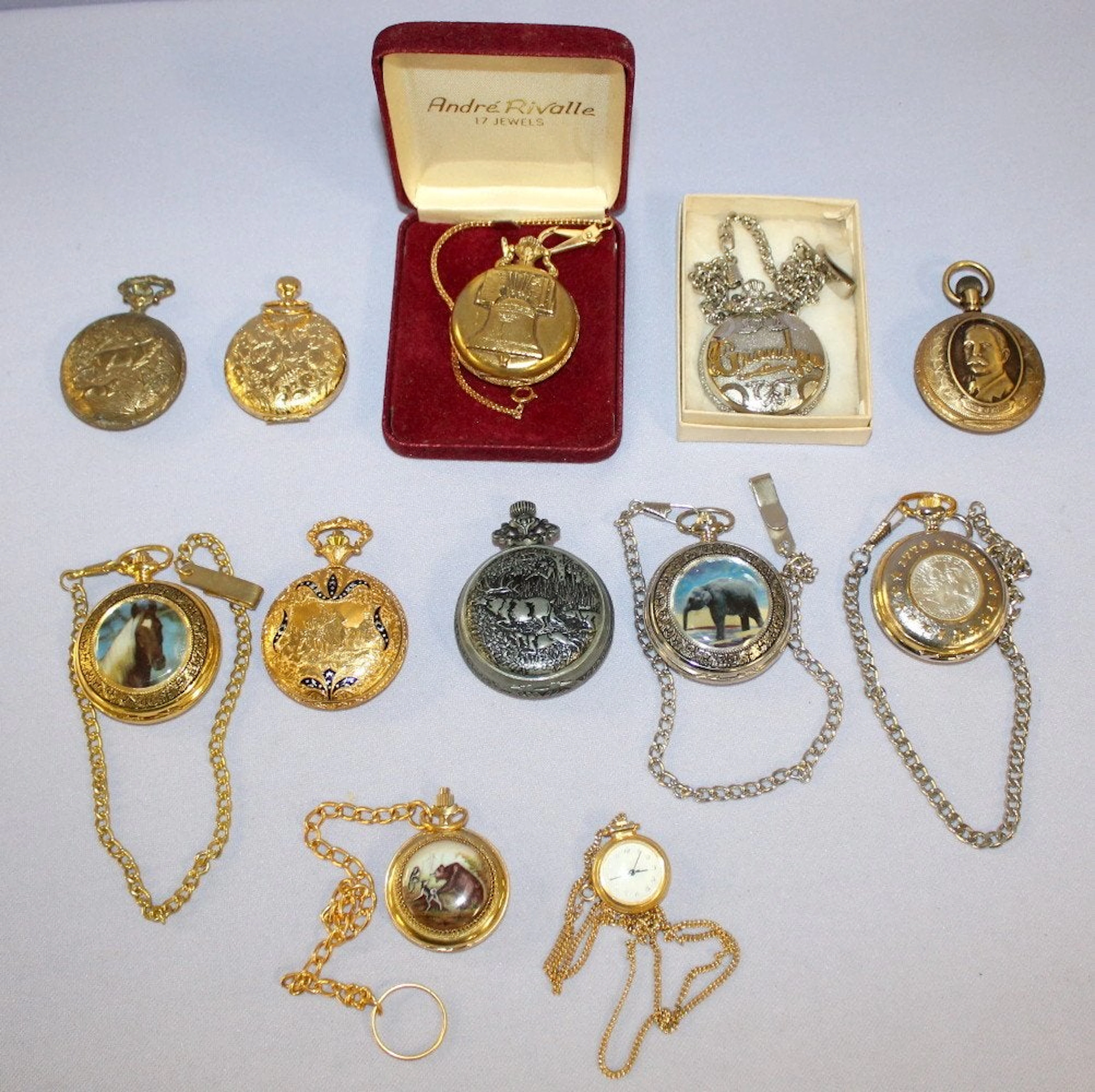 11 Contemporary Pocket Watches & 1 Mirror