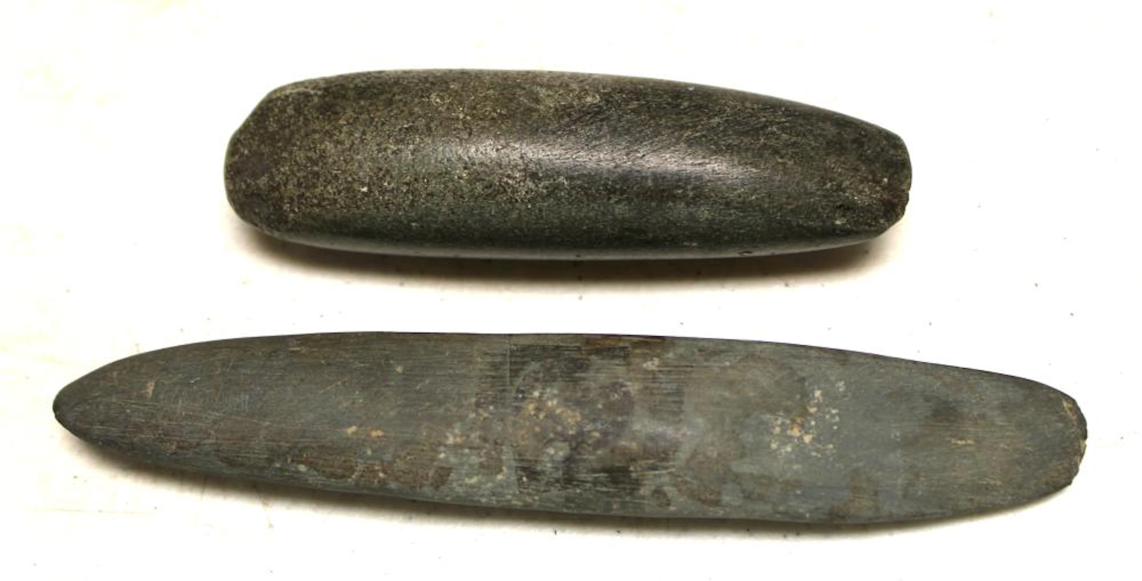 Two Granite Chisels (4 3/4" and 7"L, Hancock County, Ex Shoop Collection)