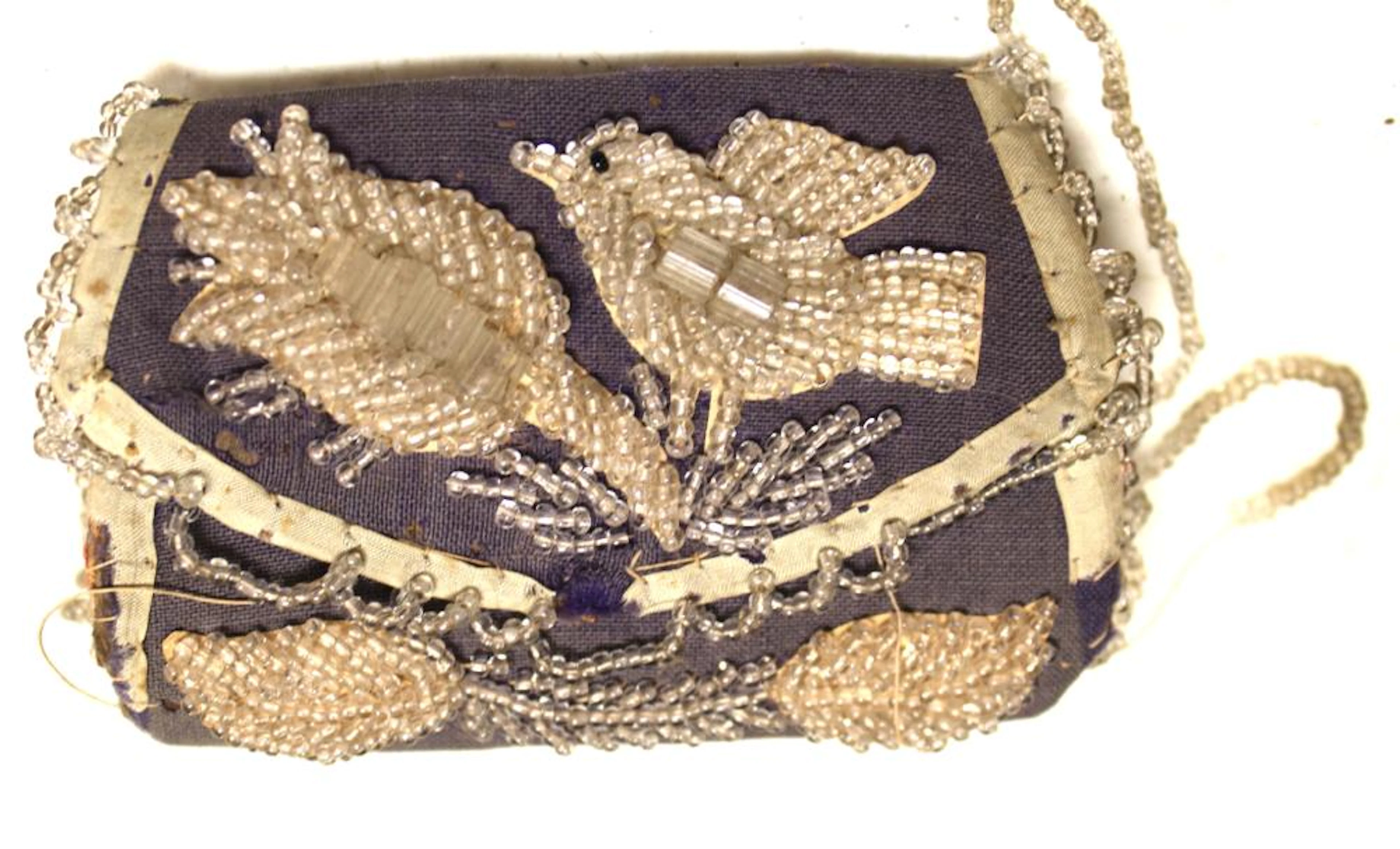 Antique Native American Iroquois Beaded Bag Whimsy Purse, 4" x 2 1/2"