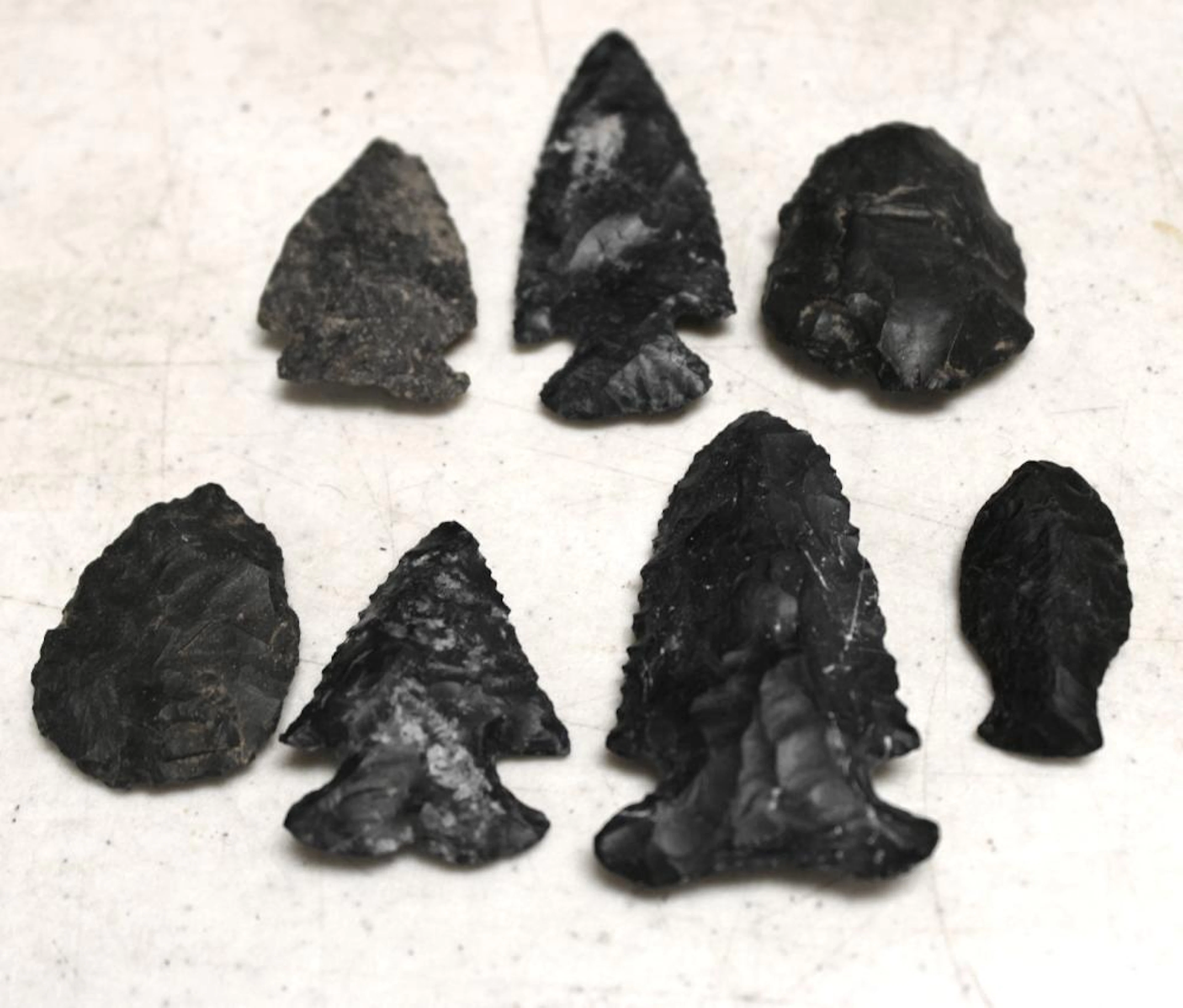 Seven Coshocton Chert Arrowheads, Crawford County, Ohio Collectio