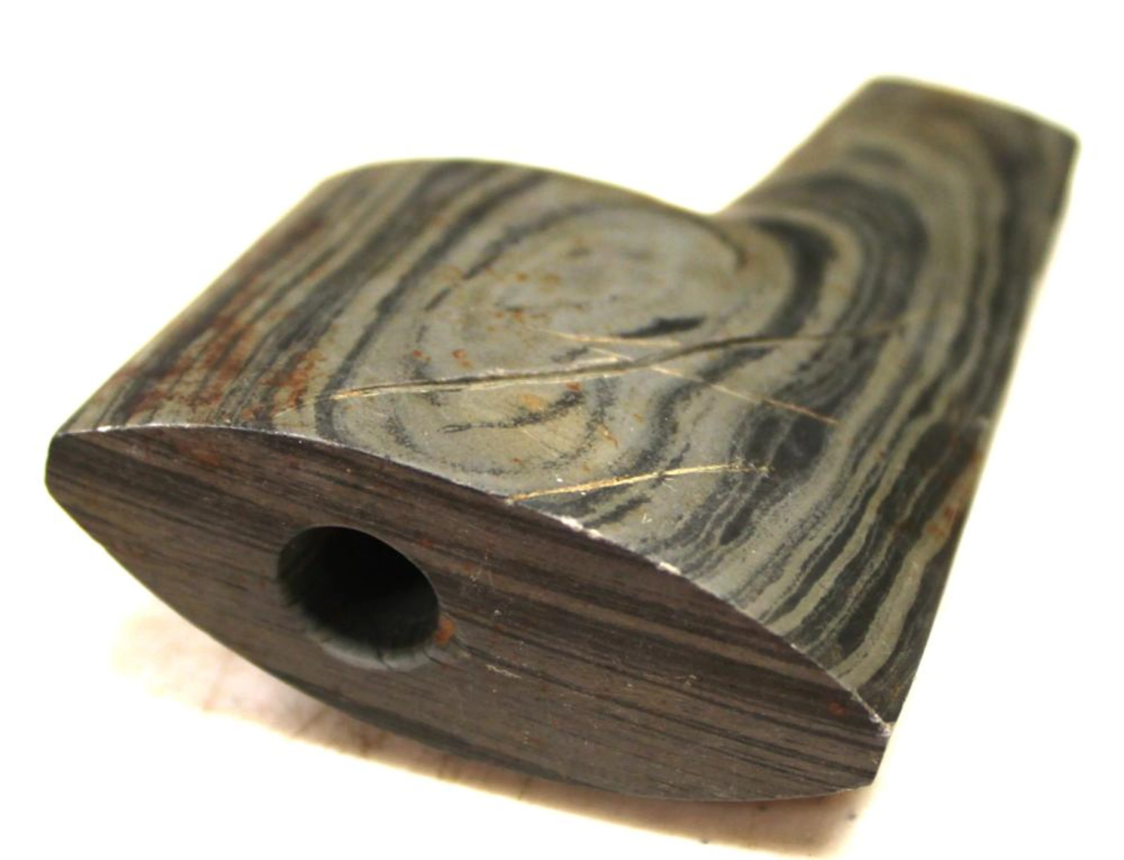 3 1/4" Banded Slate Geniculate Bannerstone, Crawford County, Ohio