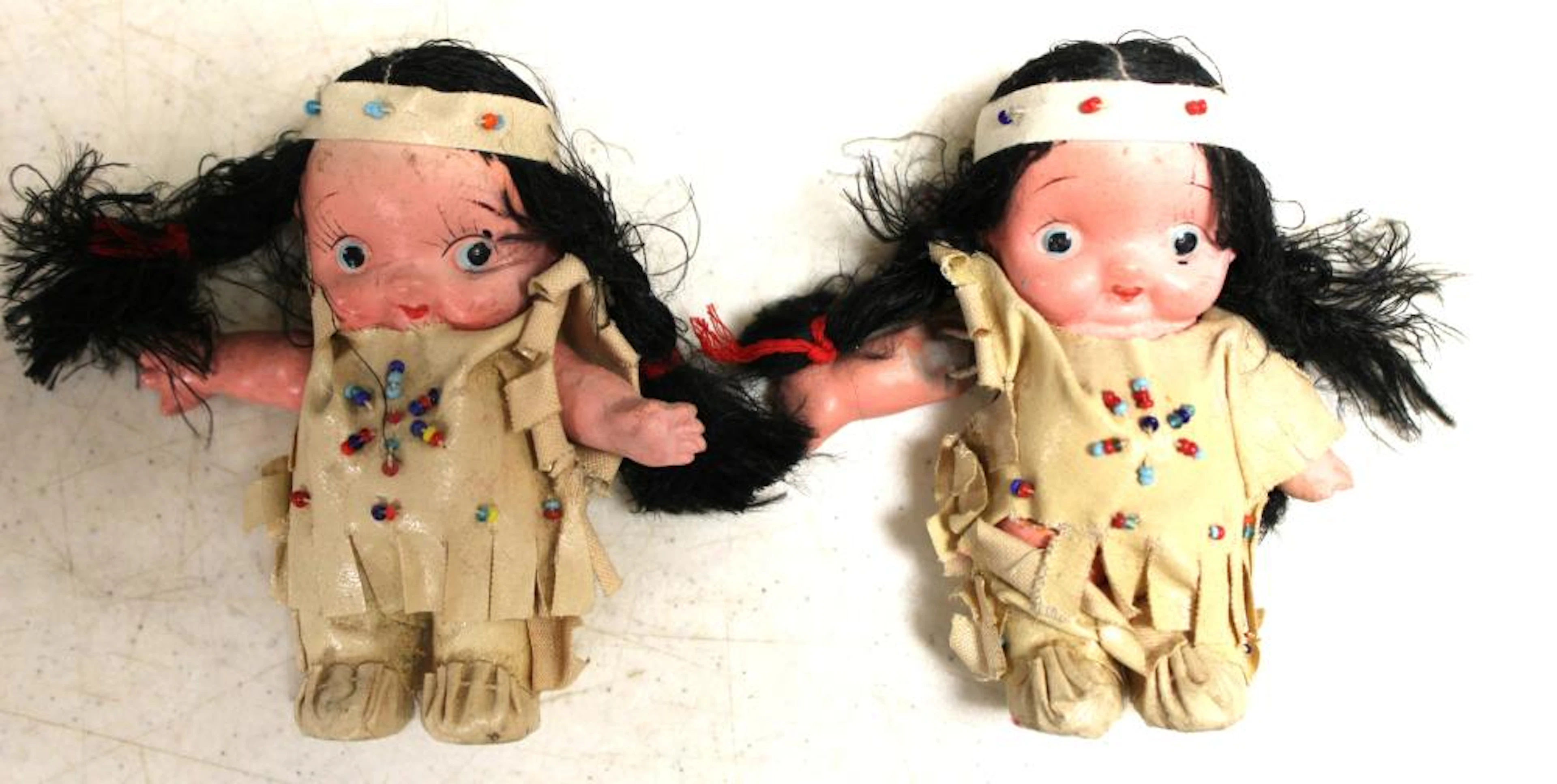 4" Antique Bisque Indian Dolls, Marked Japa