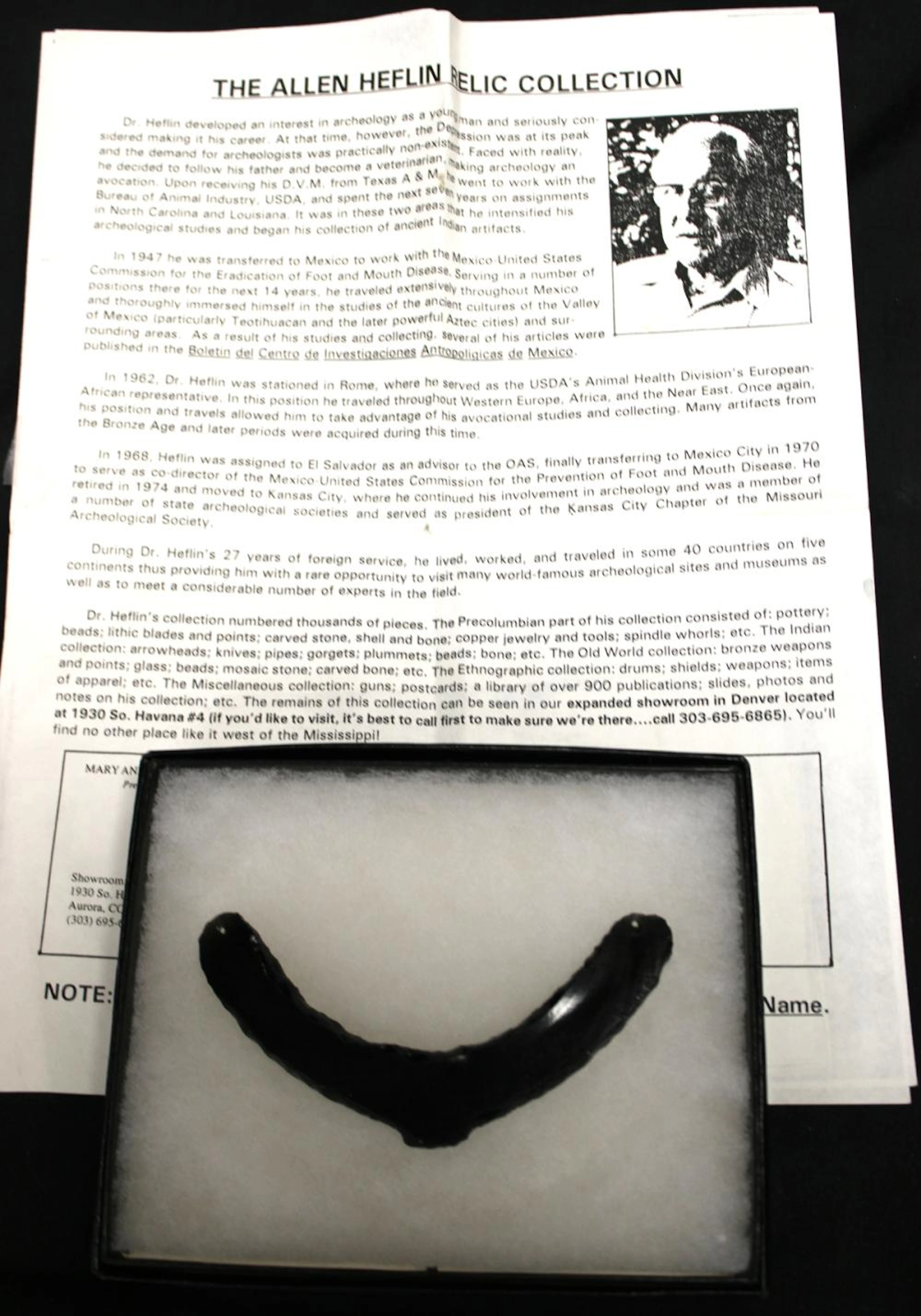 Pre Columbian Pendant Drilled From the Allen Heflin Relic Collection, 4"