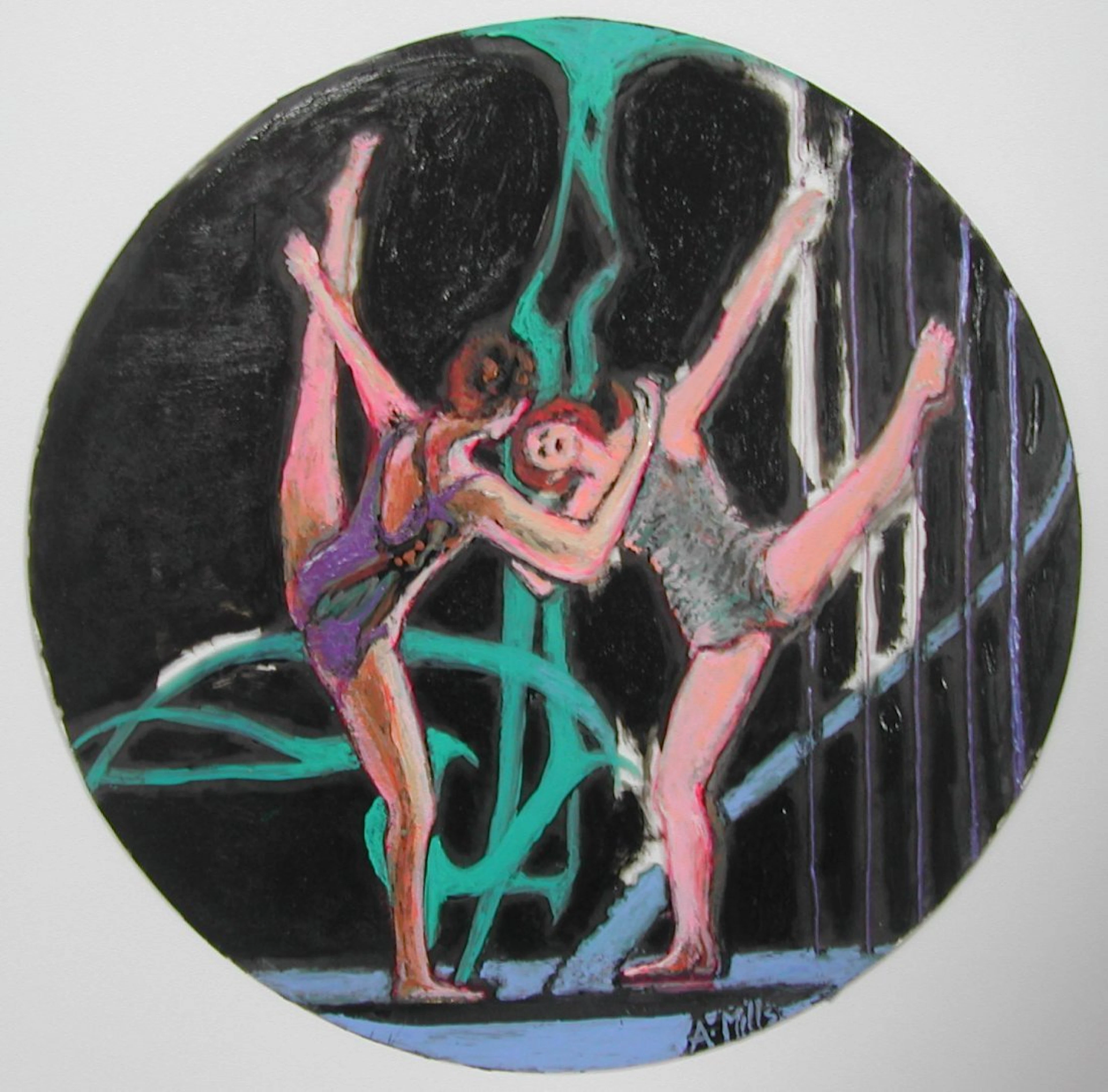 Agnes Mills (1915-2008), "Ballet of Two," acrylic on