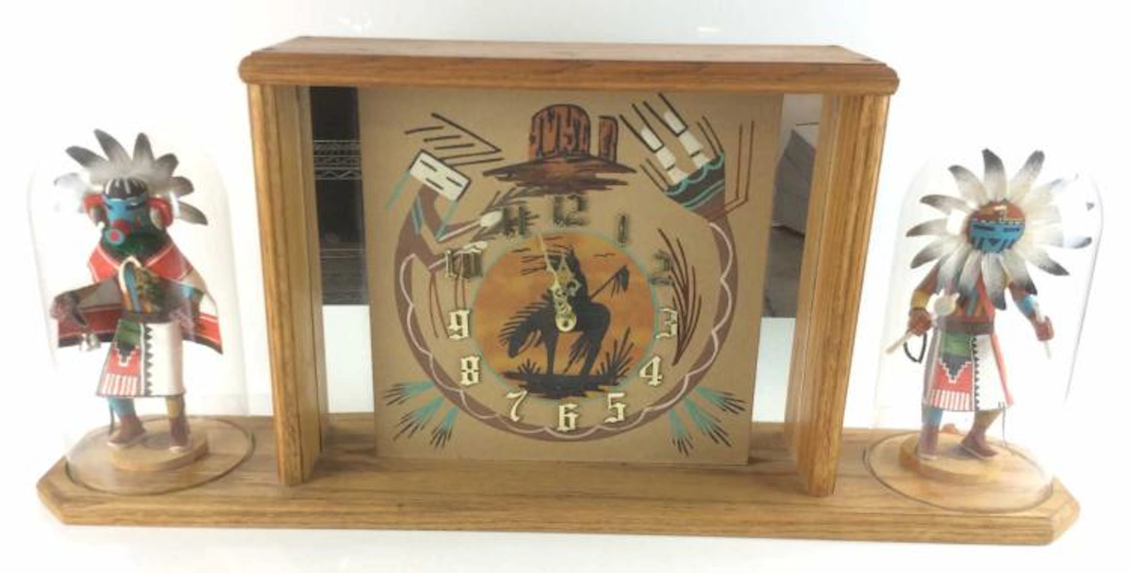 Native Southwestern Sand Art Clock w/ Kachinas