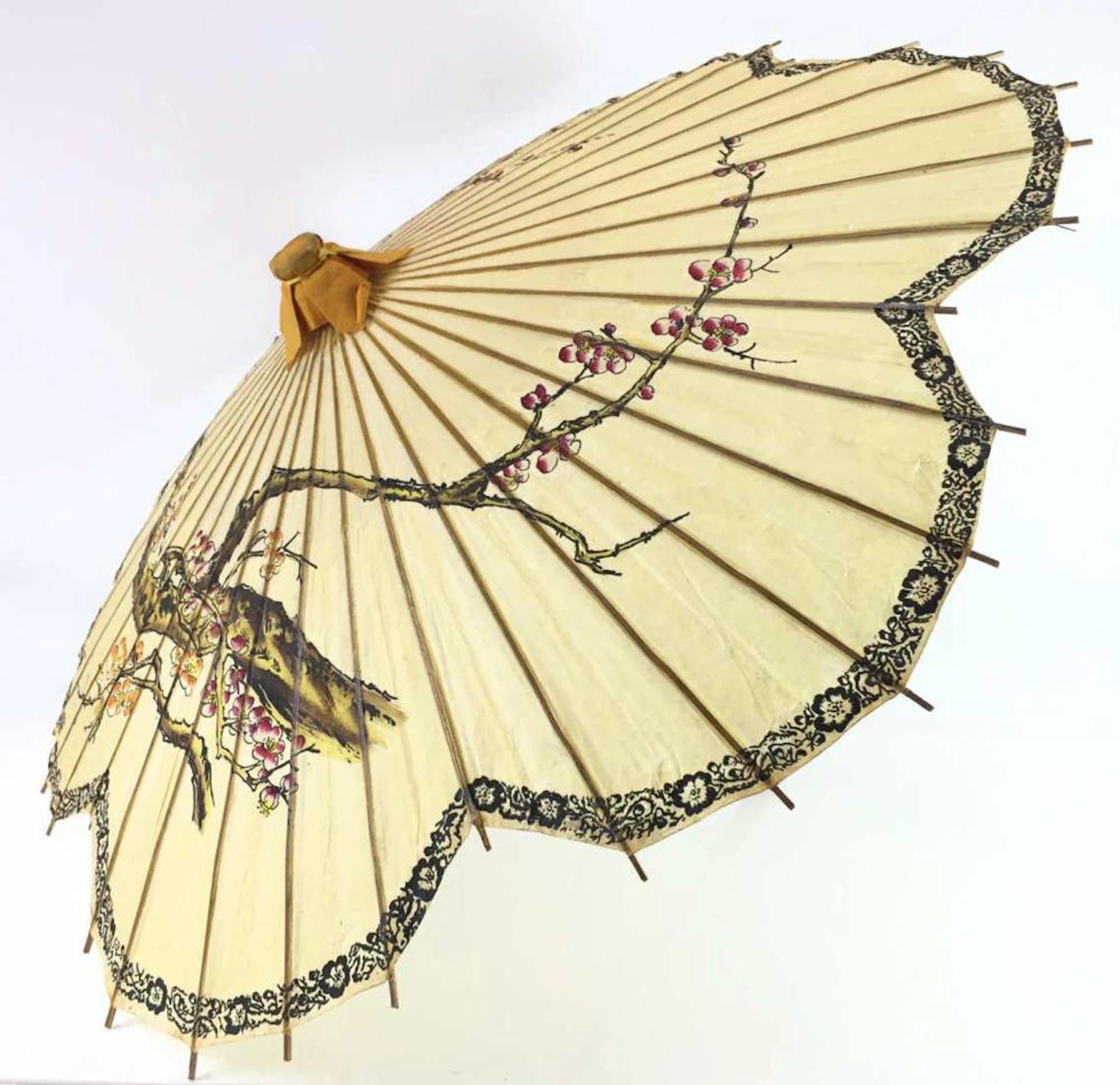 Asian Hand Painted Rice Paper Umbrella
