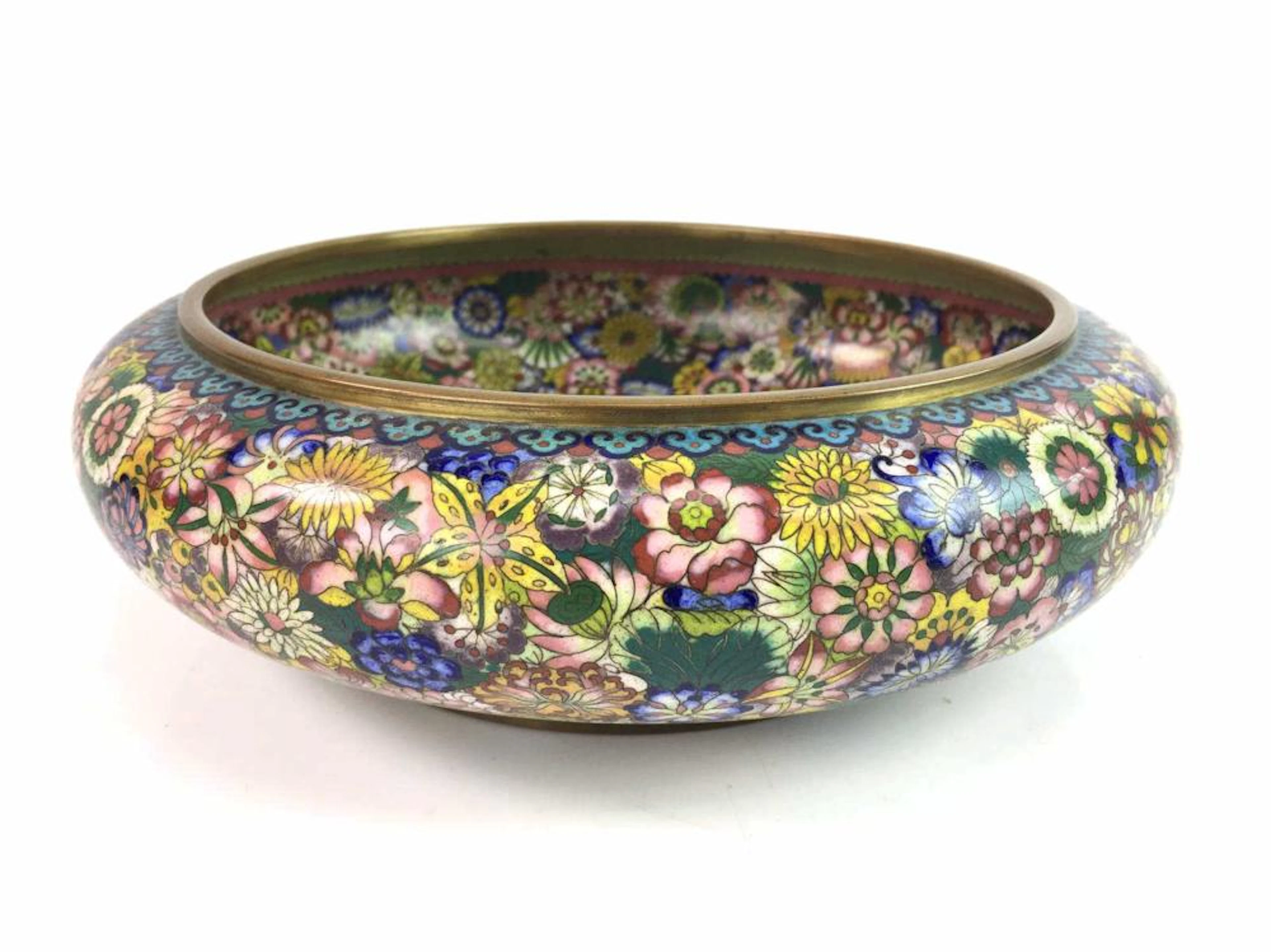 Ornate Chinese Floral Pattern Cloisonné Bowl