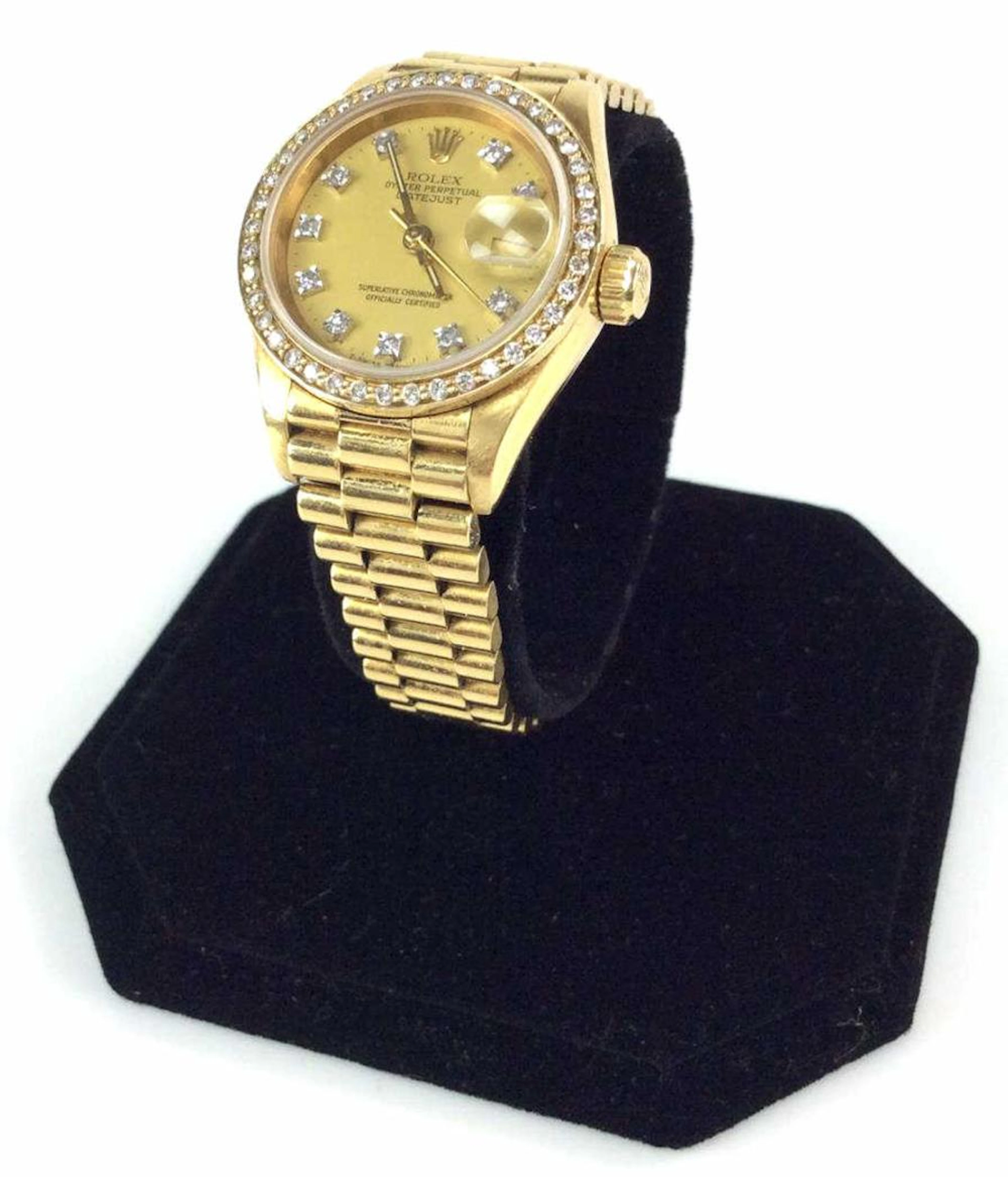 Ladies Rolex Oyster Perpetual Datejust Diamond & 18k Gold Watch