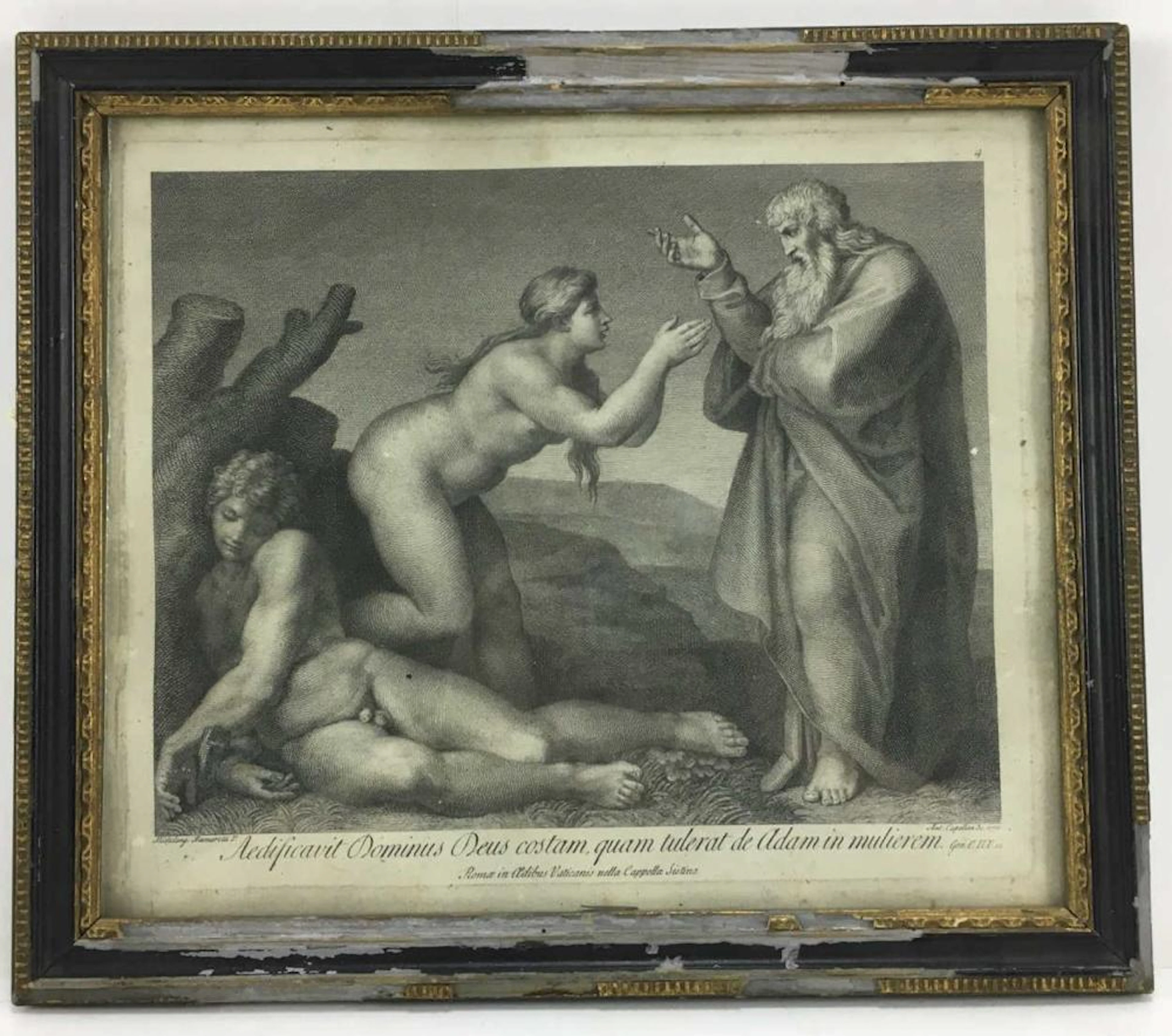 Michelangelo, Adam & Eve Etching