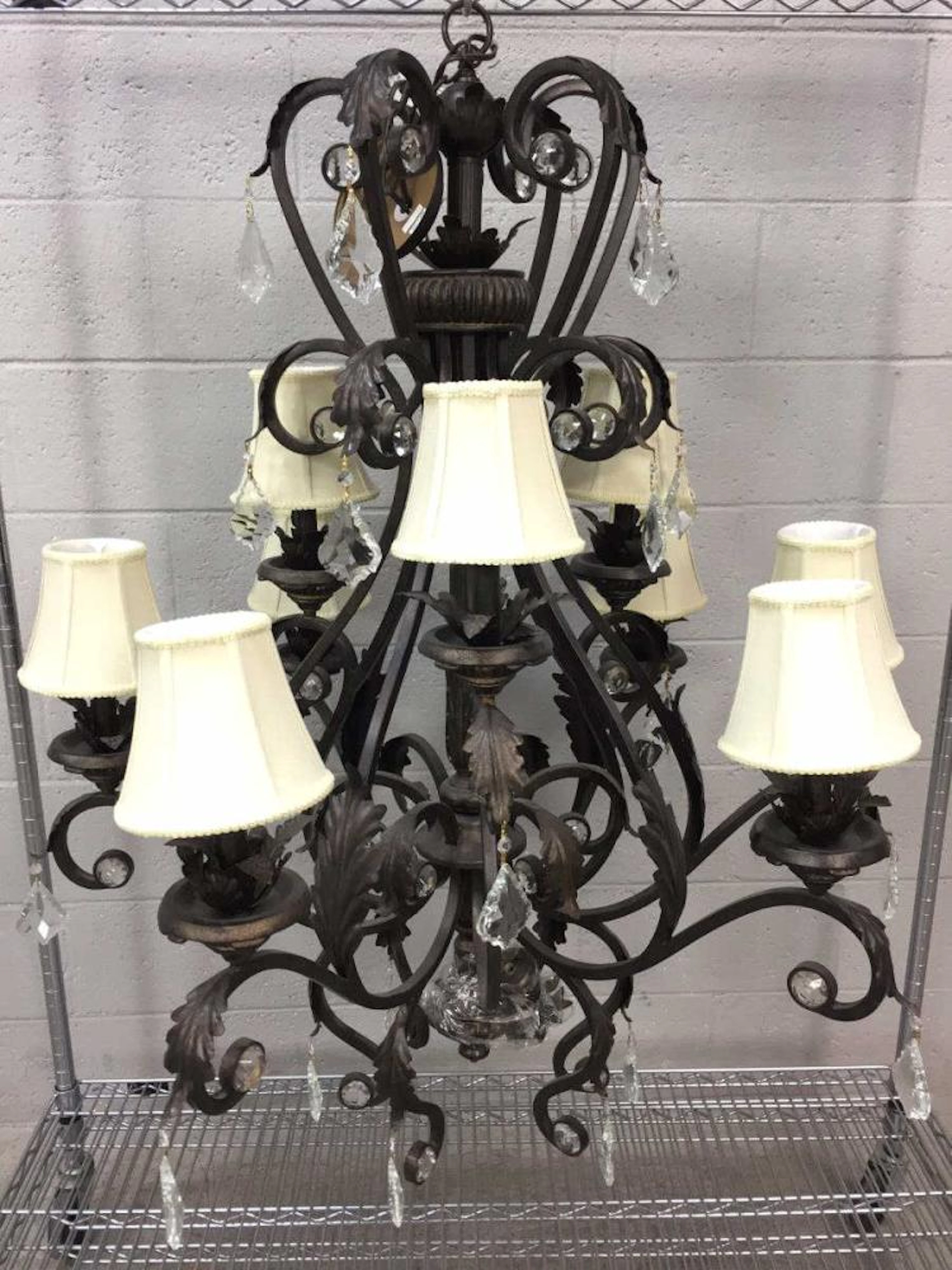 Tuscan Scroll Metal Crystal Accent Chandelier