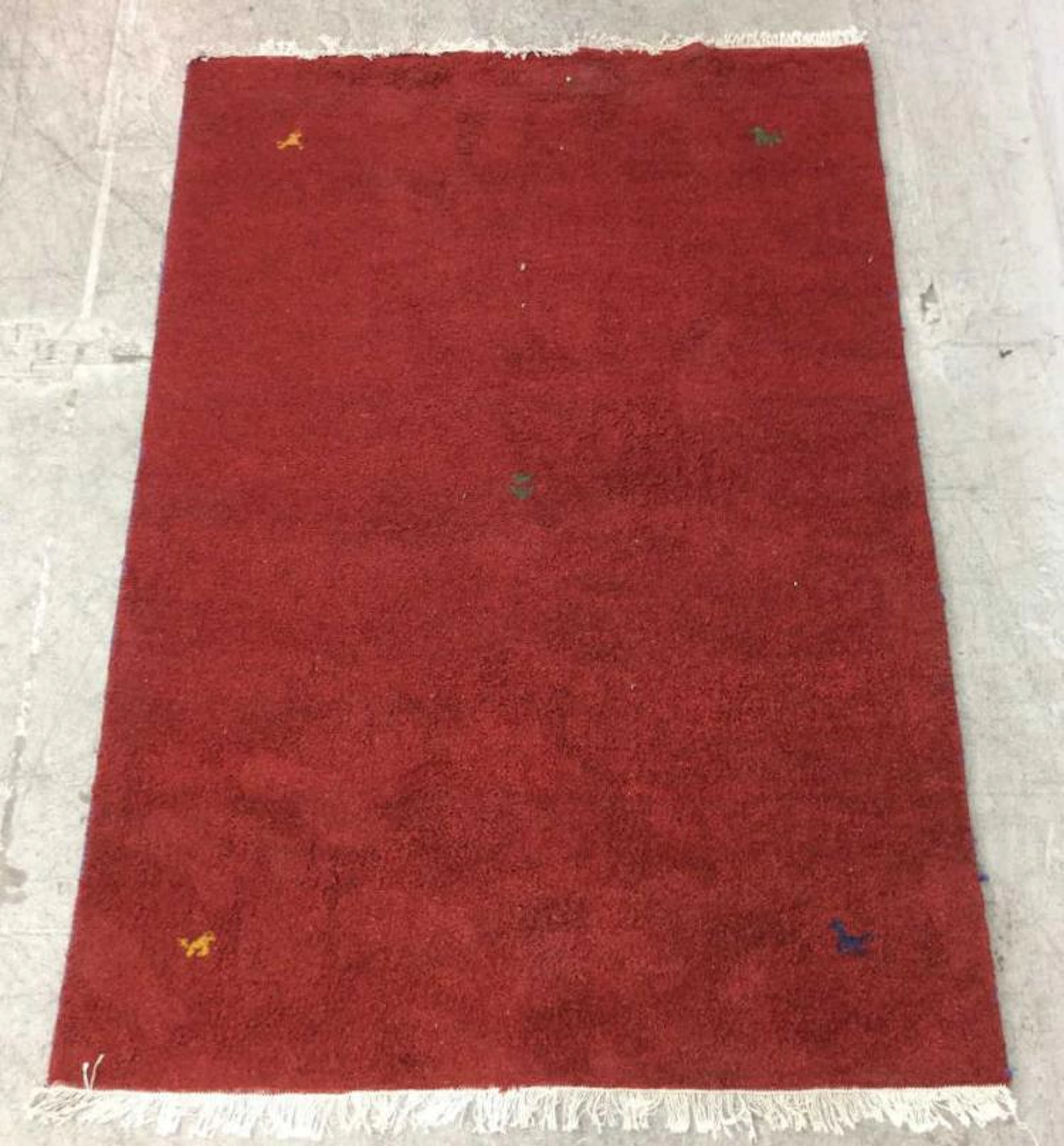 Red Gabbeh Shiraz Wool Shag Rug