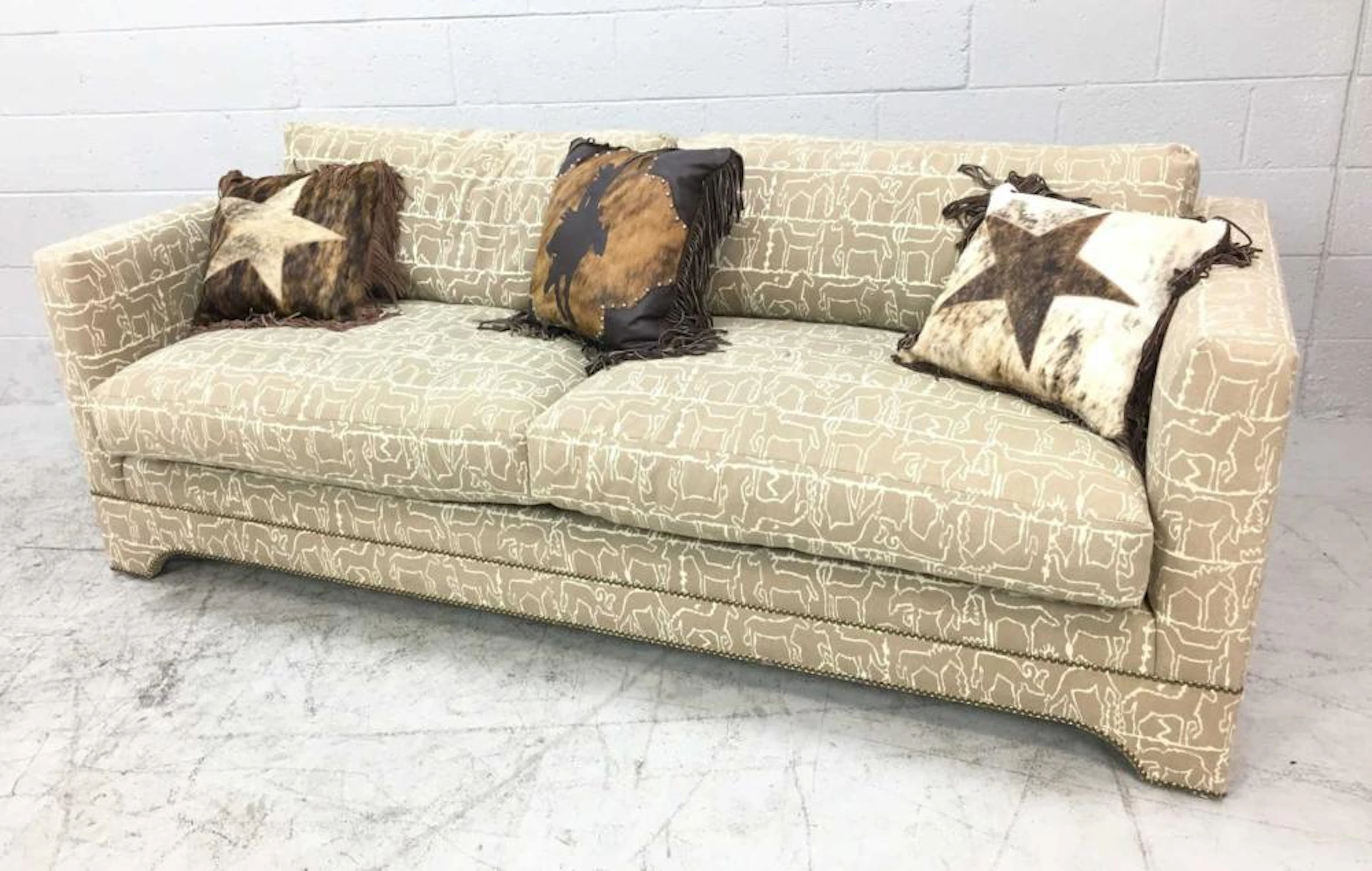 Nailhead Accent Upholstered Southwest Sofa