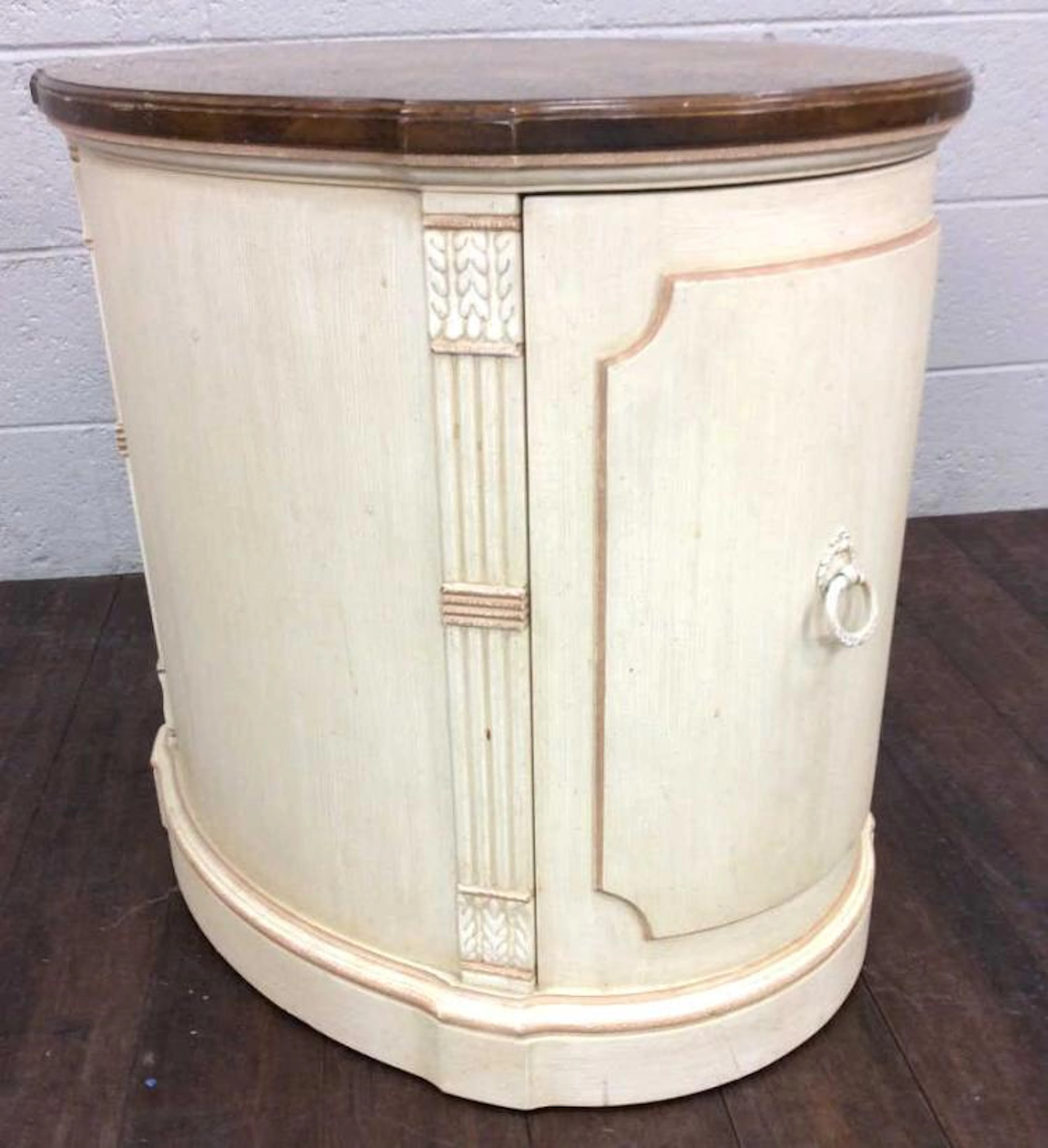Tuscan Style Oval Storage Side Table
