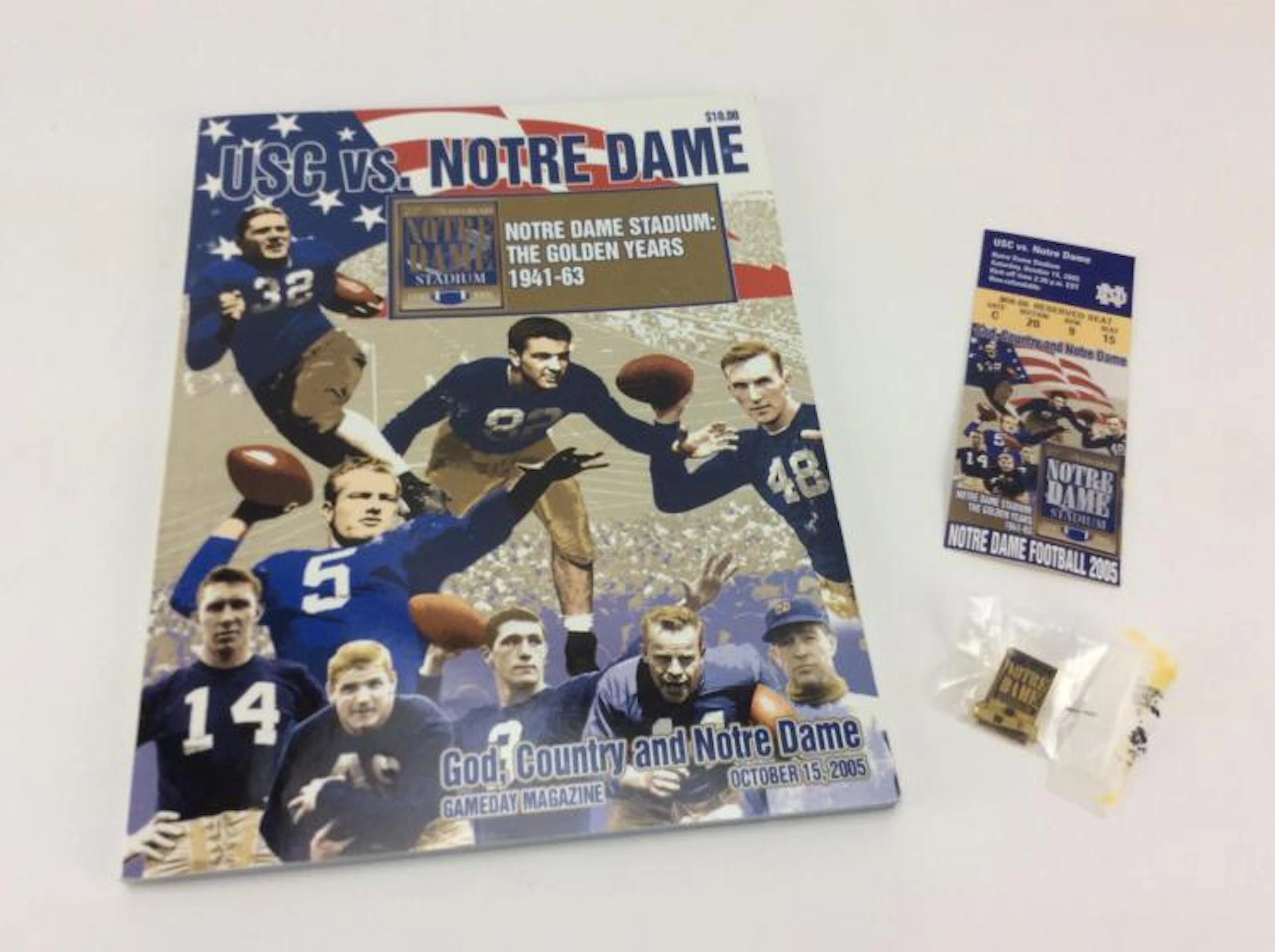 Notre Dame vs USC "Bush Push" Game Pin & Ticket