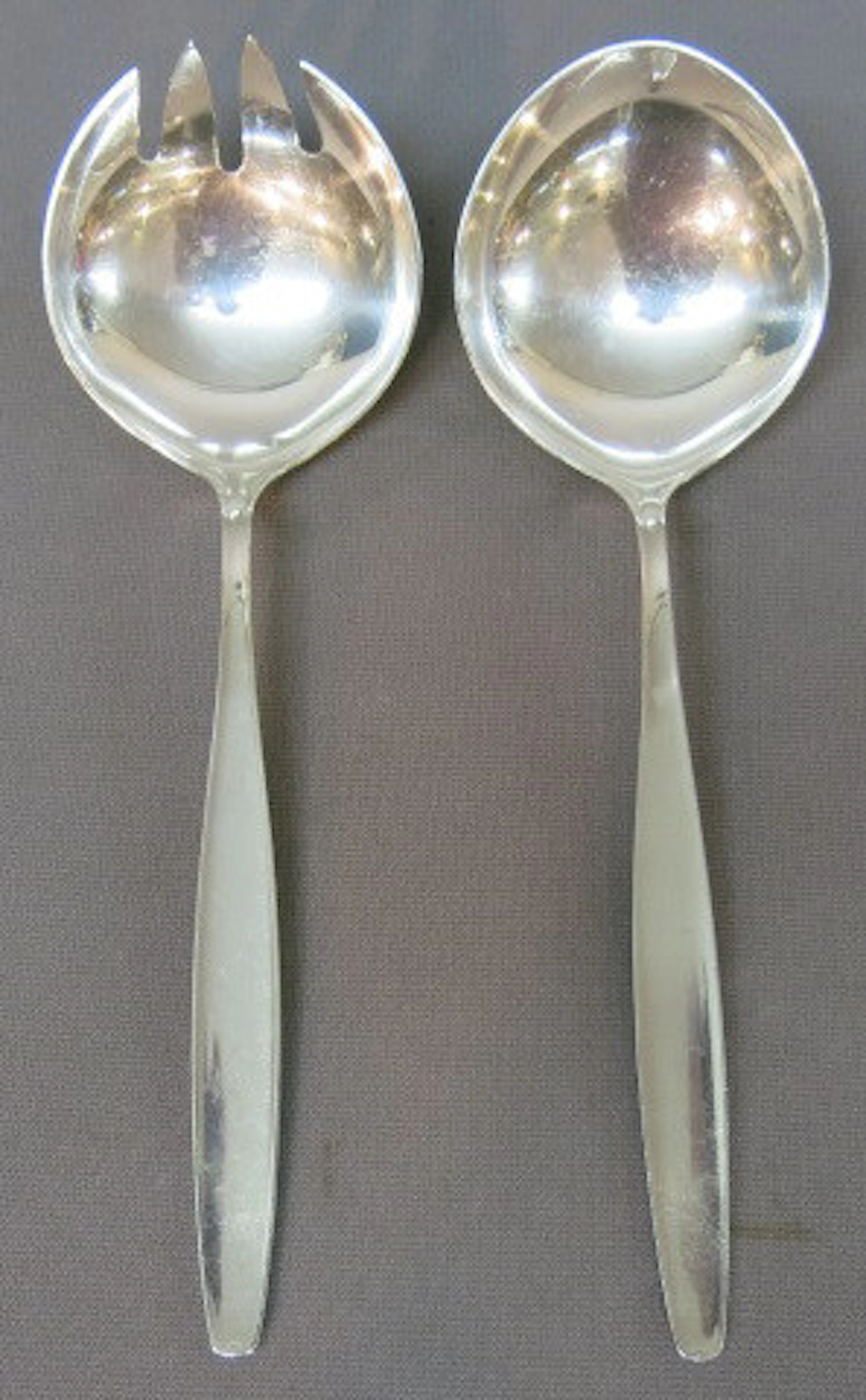 GEORG JENSEN 'CYPRESS' PATTERN SILVER SALAD SET