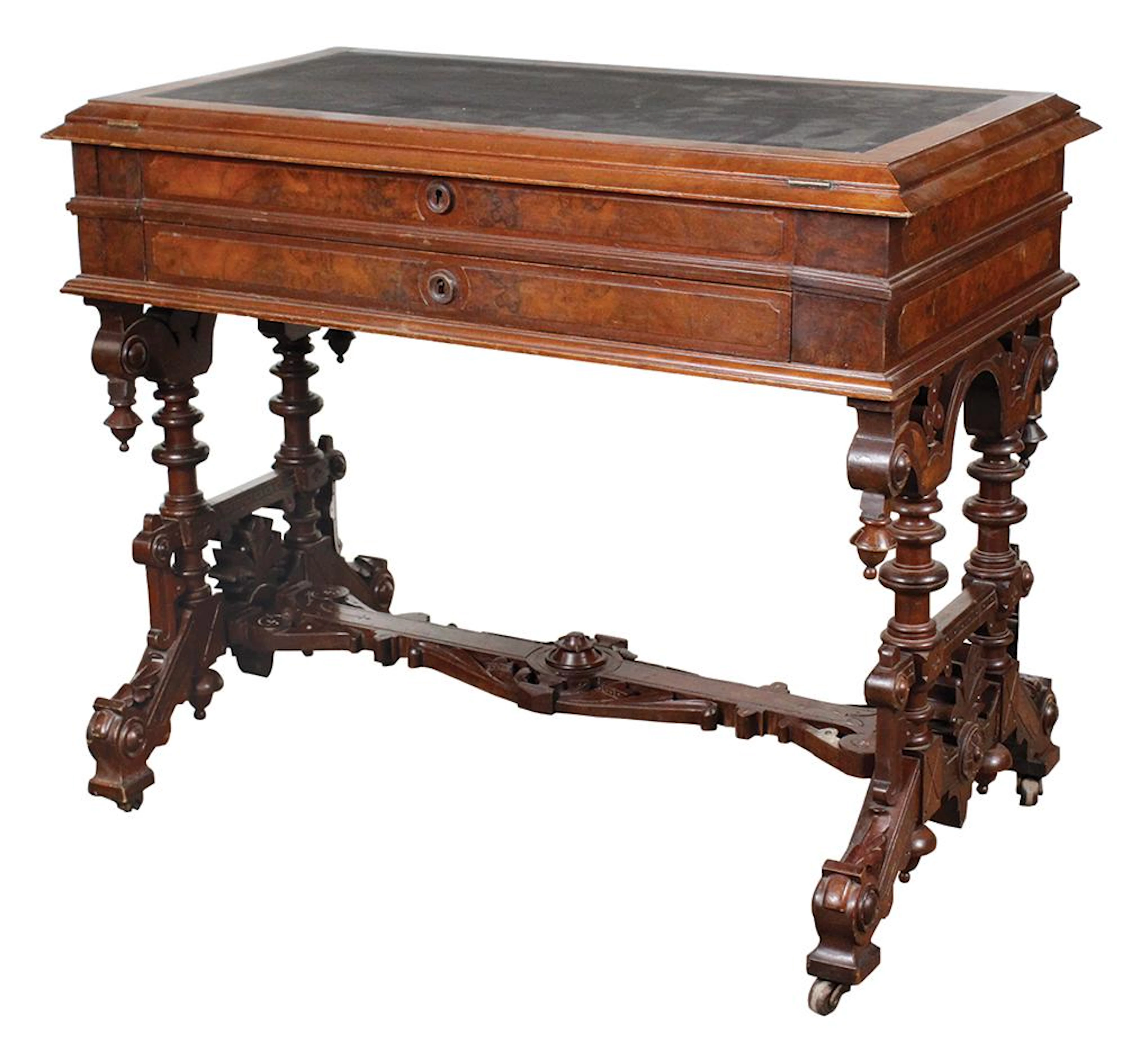 Furniture, Eastlake Victorian Walnut Convertible