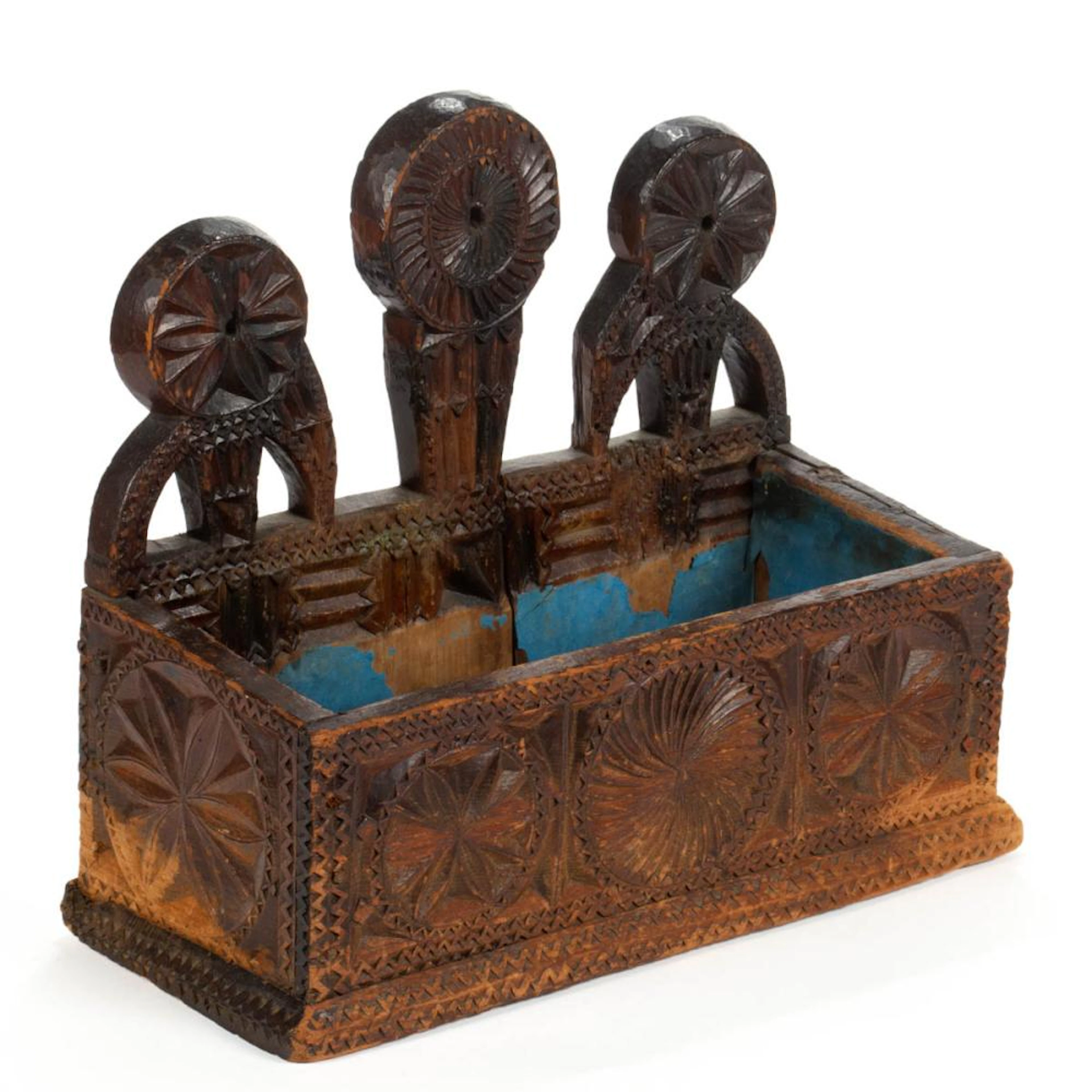 COUNTRY FOLK ART CARVED WOODEN LOLLIPOP WALL BOX