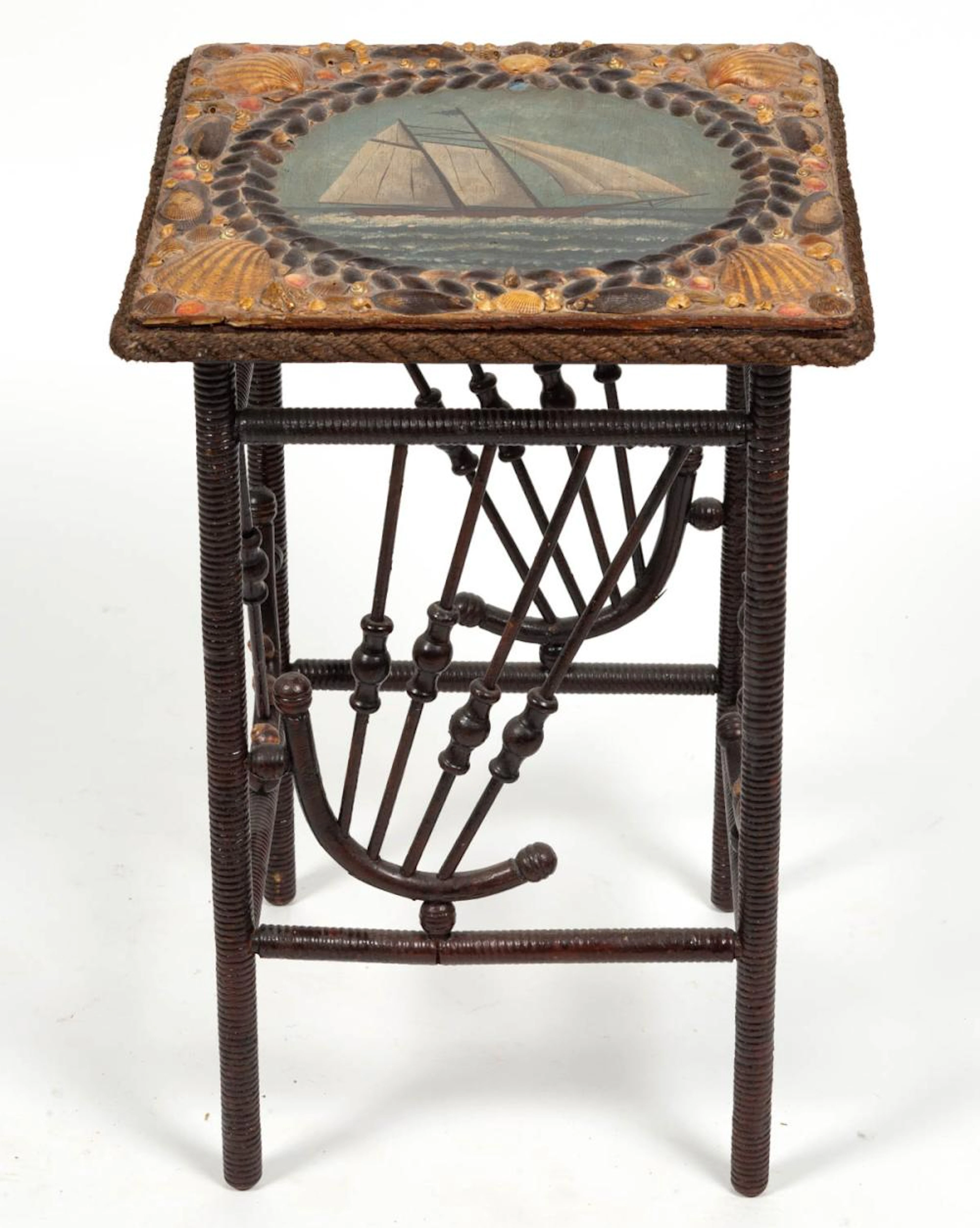 CONTEMPORARY FOLK ART NAUTICAL TABLE