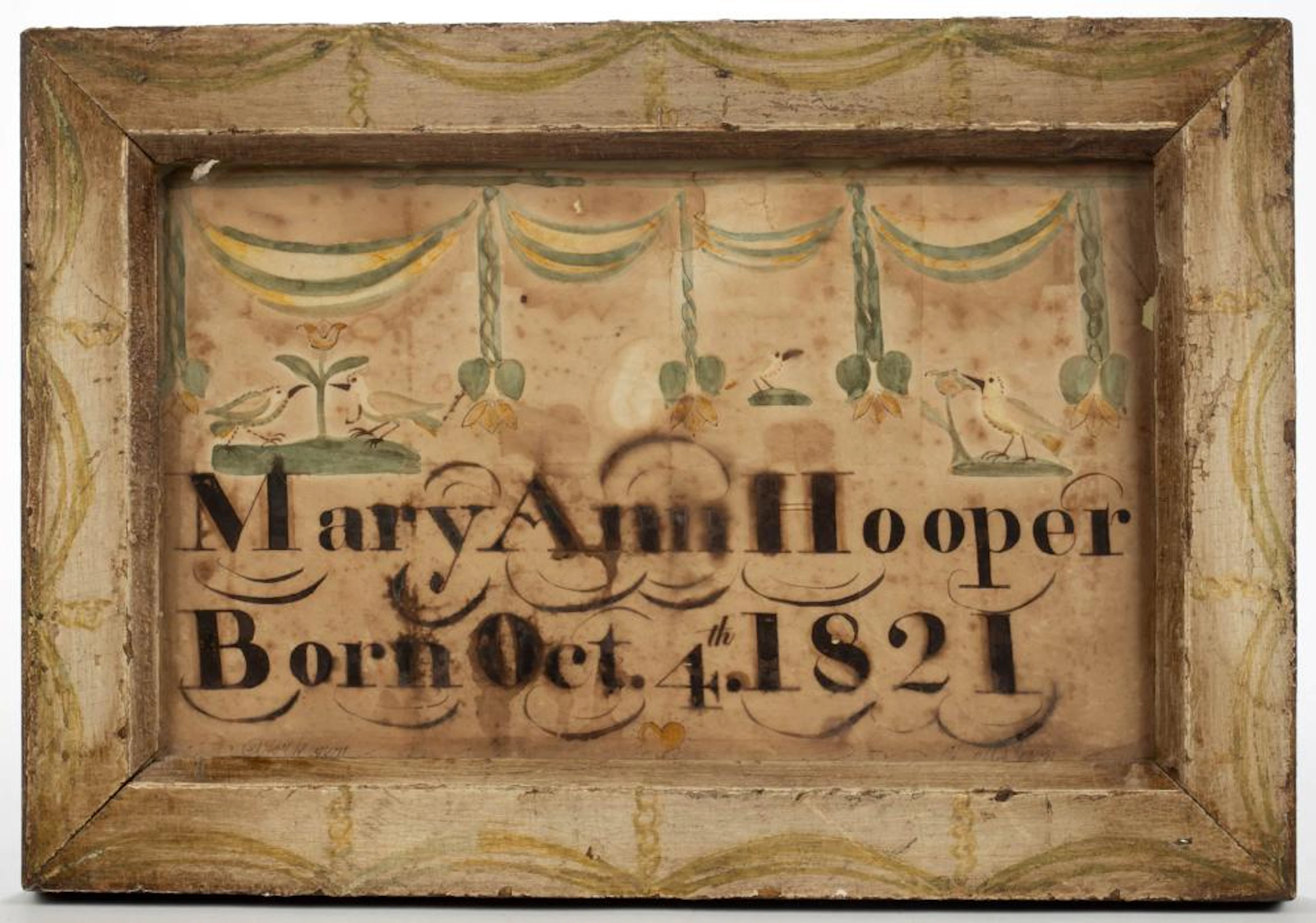 YORK CO., PENNSYLVANIA FOLK ART FRAKTUR BIRTH RECORD