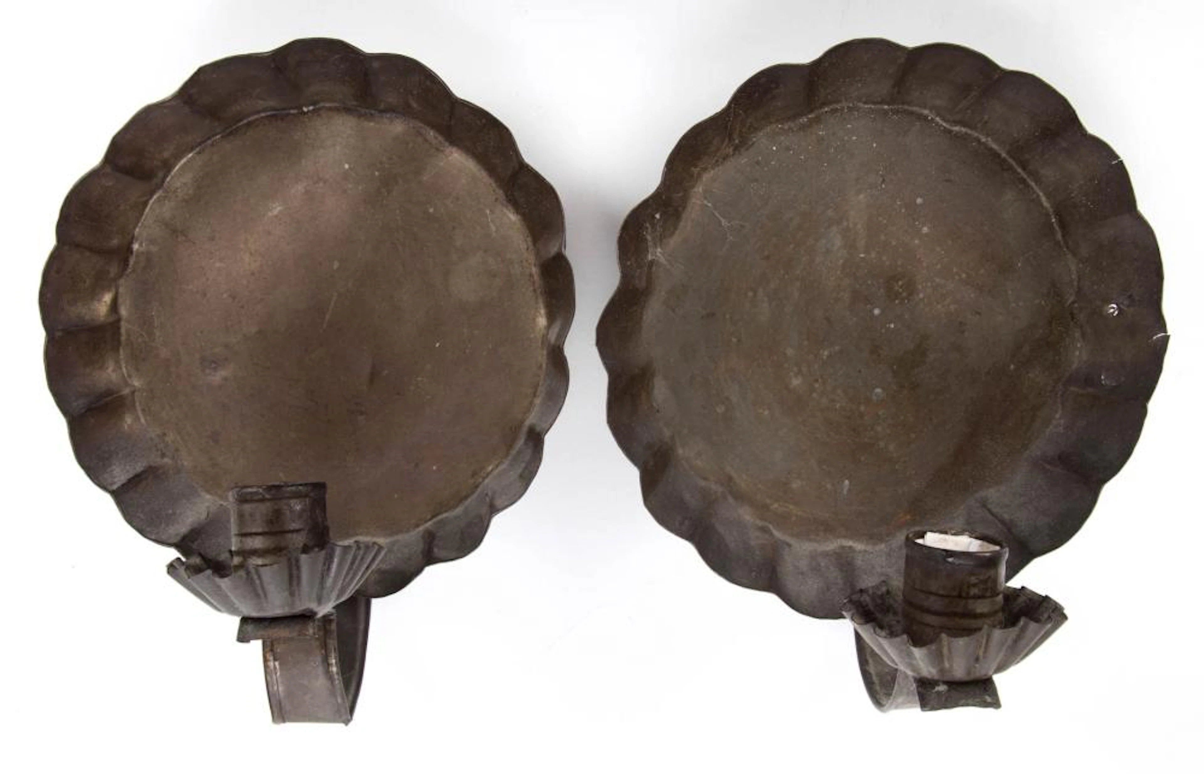PAIR OF COUNTRY SHEET-IRON / TIN WALL SCONCES