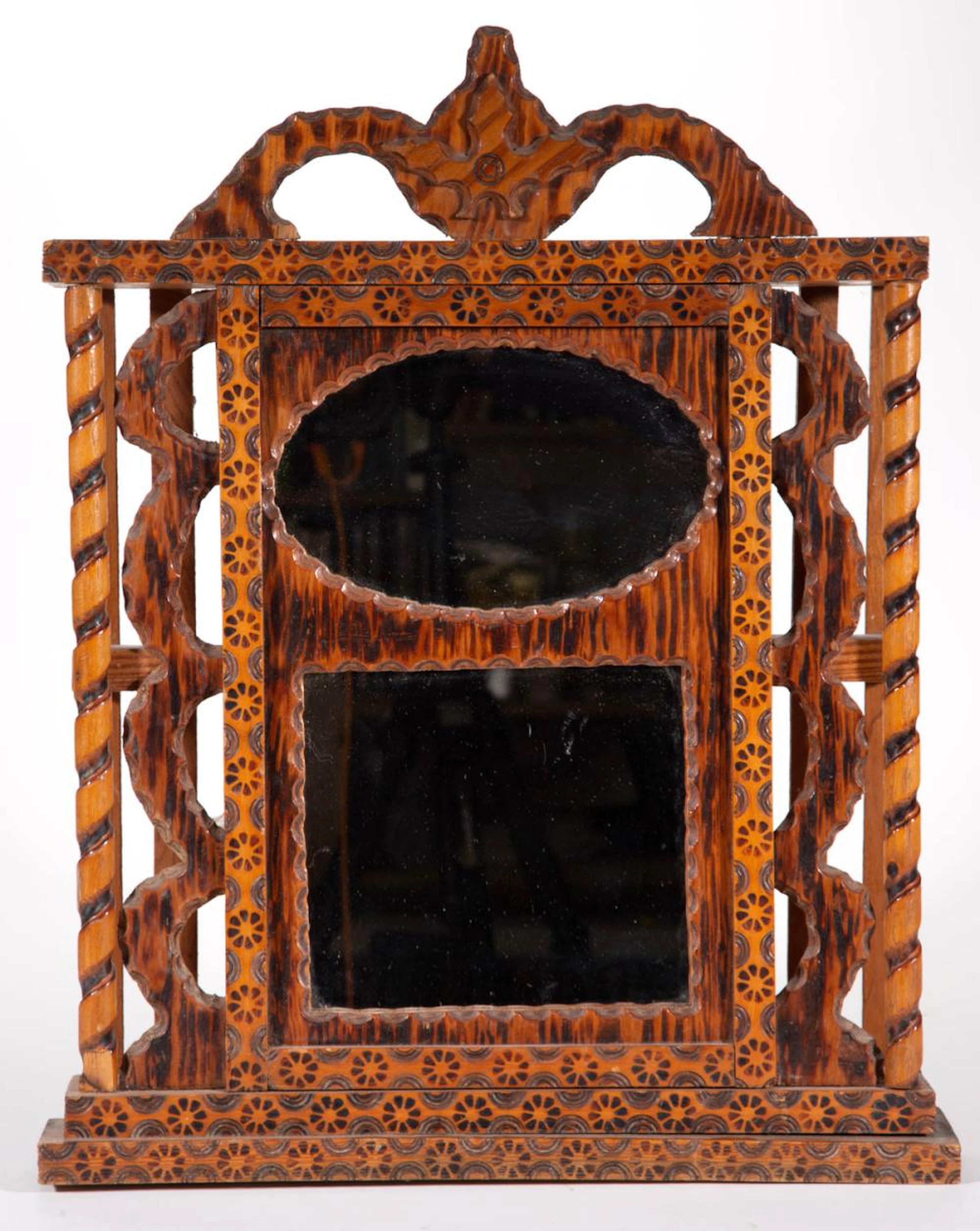 HOWARD FINSTER (GEORGIA, 1916-2001), ATTRIBUTED, OUTSIDER ART CARVED CLOCK CASE