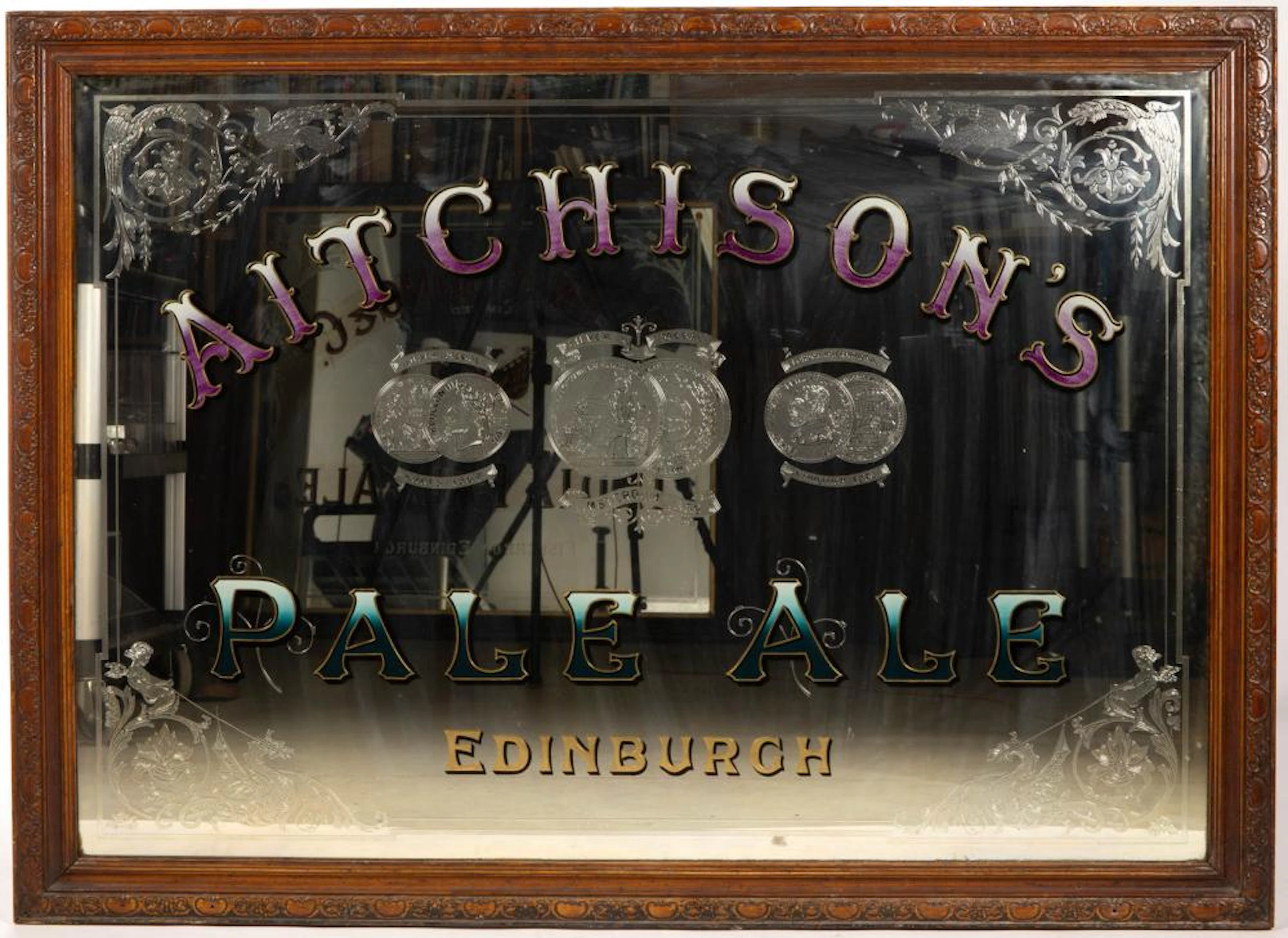 ANTIQUE ADVERTISING SALOON / BAR MIRROR
