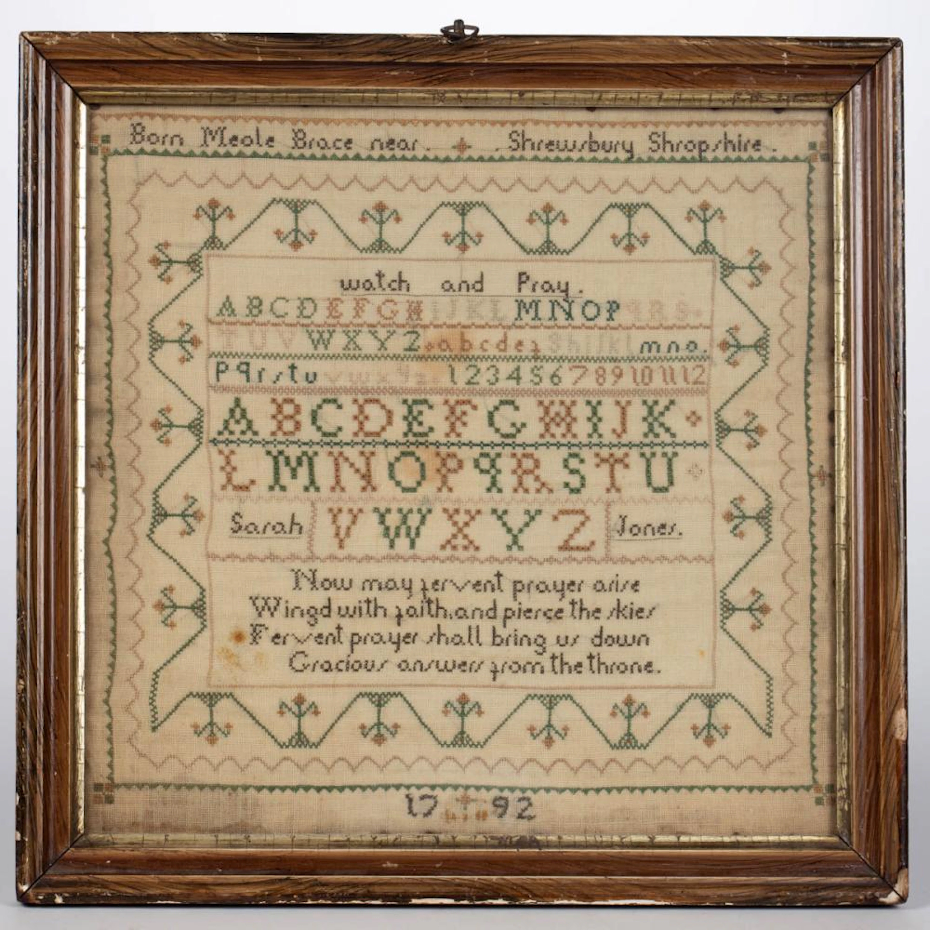 SHROPSHIRE, ENGLAND NEEDLEWORK SAMPLER