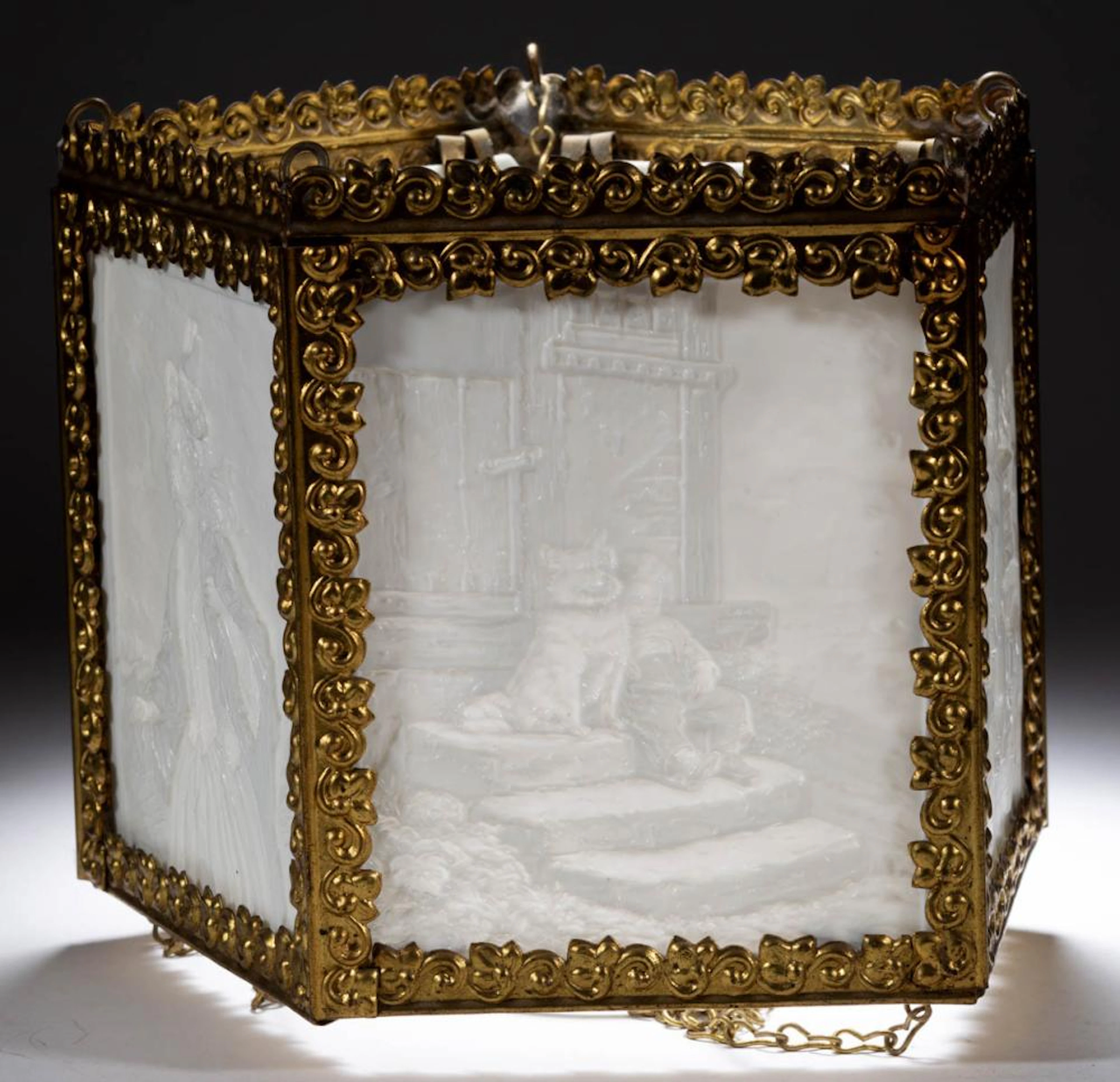 GERMAN PORCELAIN LITHOPHANE LAMP SHADE