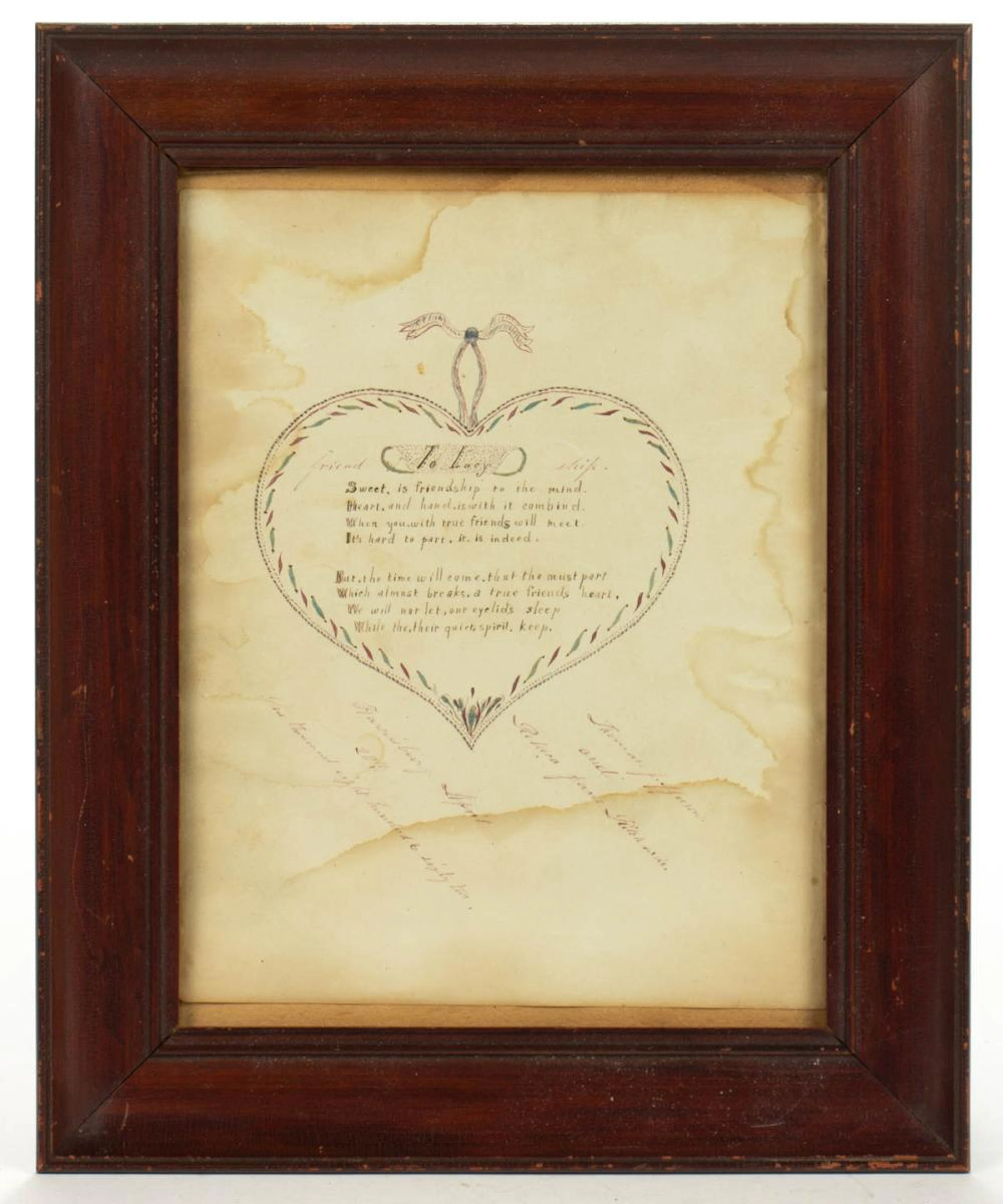 PENNSYLVANIA (19TH CENTURY) FOLK ART FRIENDSHIP DRAWING