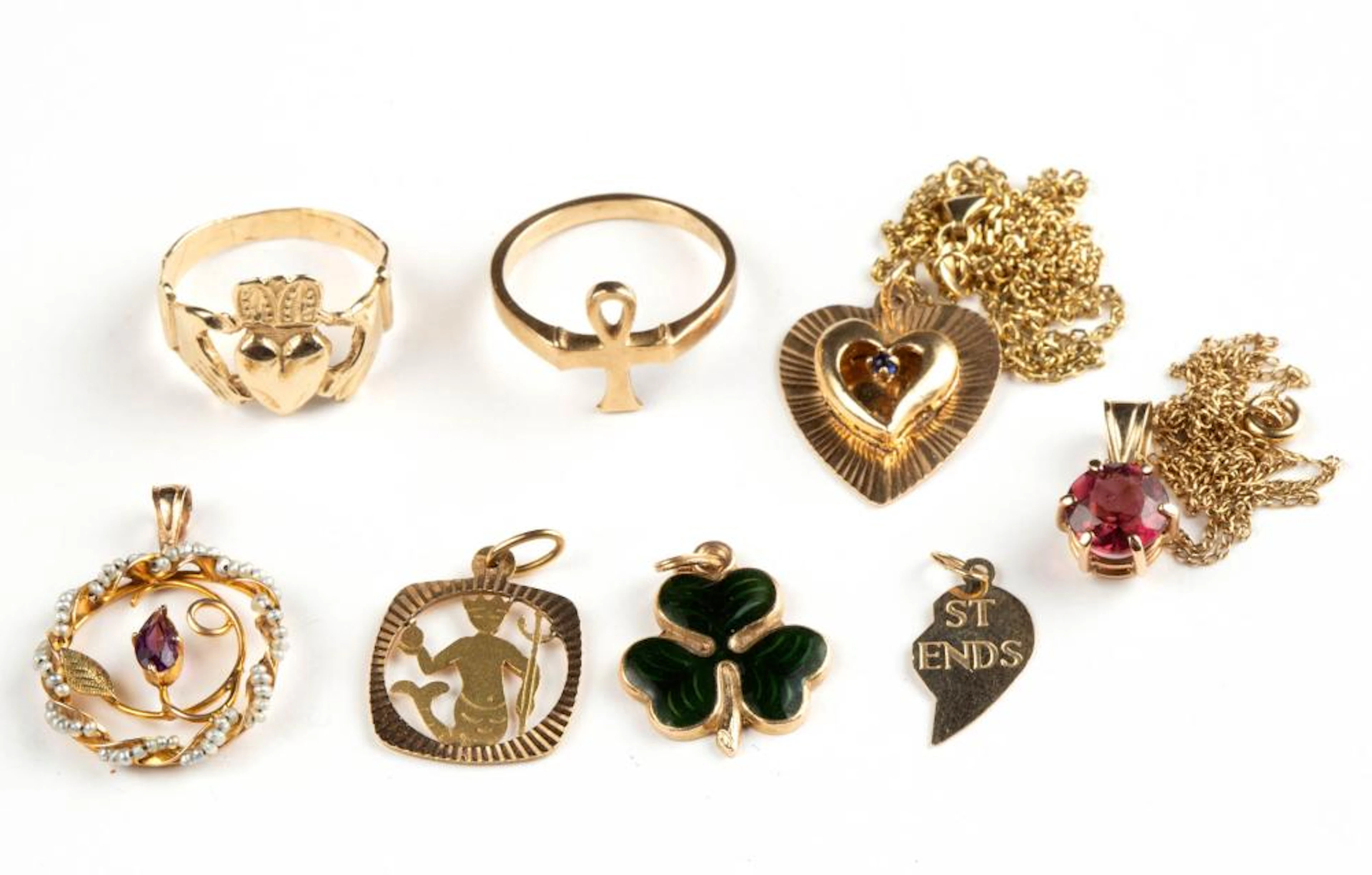 ASSORTED 14K YELLOW GOLD JEWELRY, LOT OF SEVEN