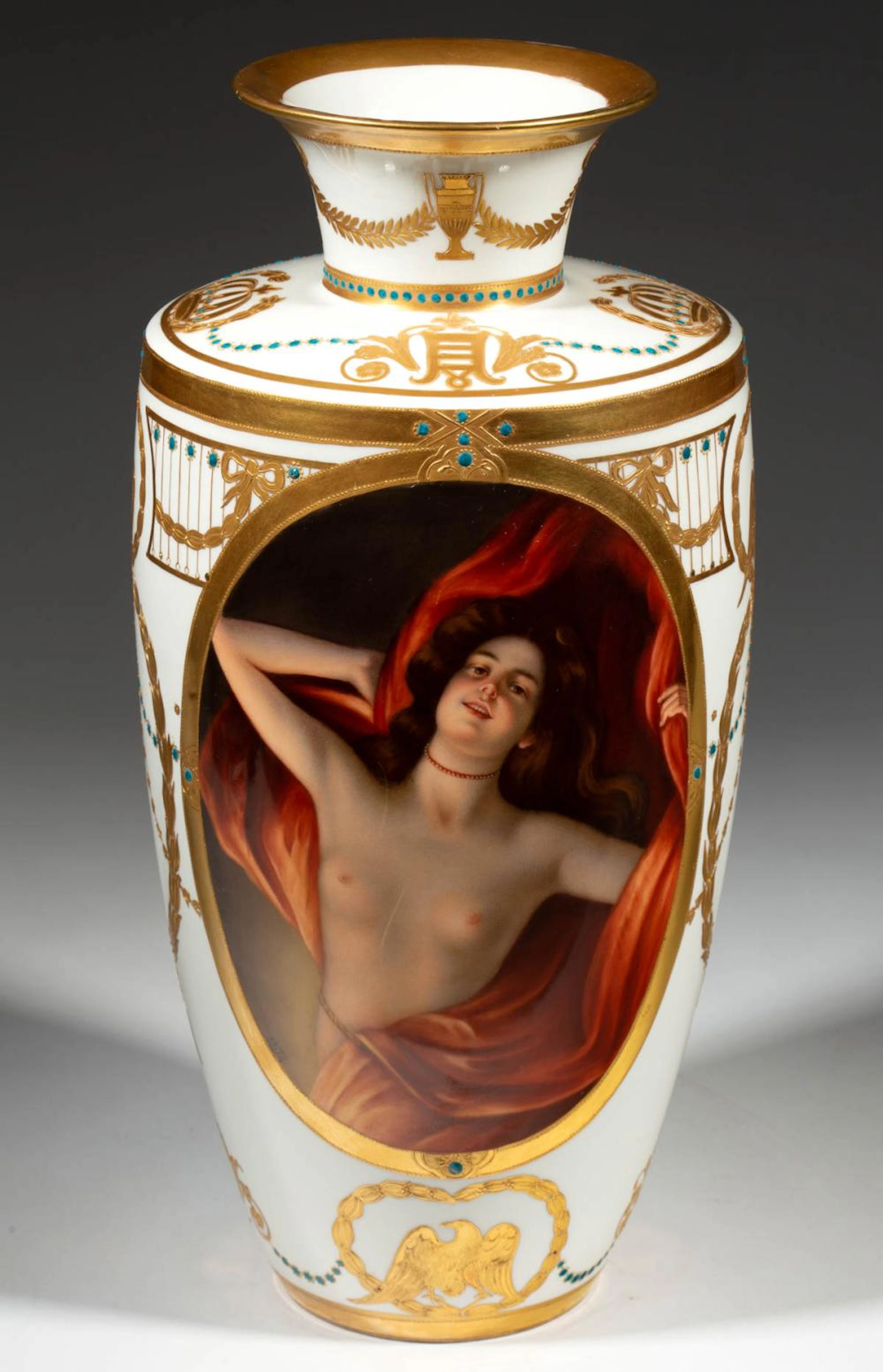 BERLIN PORCELAIN ROYAL VIENNA-STYLE ART NOUVEAU VASE