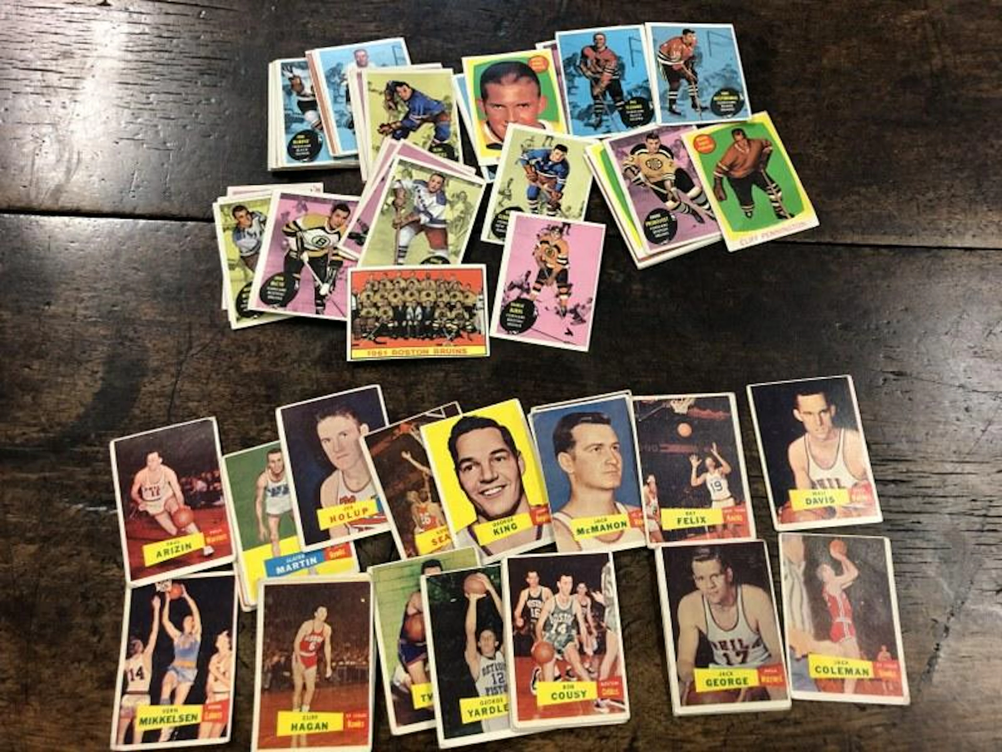 1960'S HOCKEY & BASKETBALL CARD LOT FROM LOCAL ESTATE,